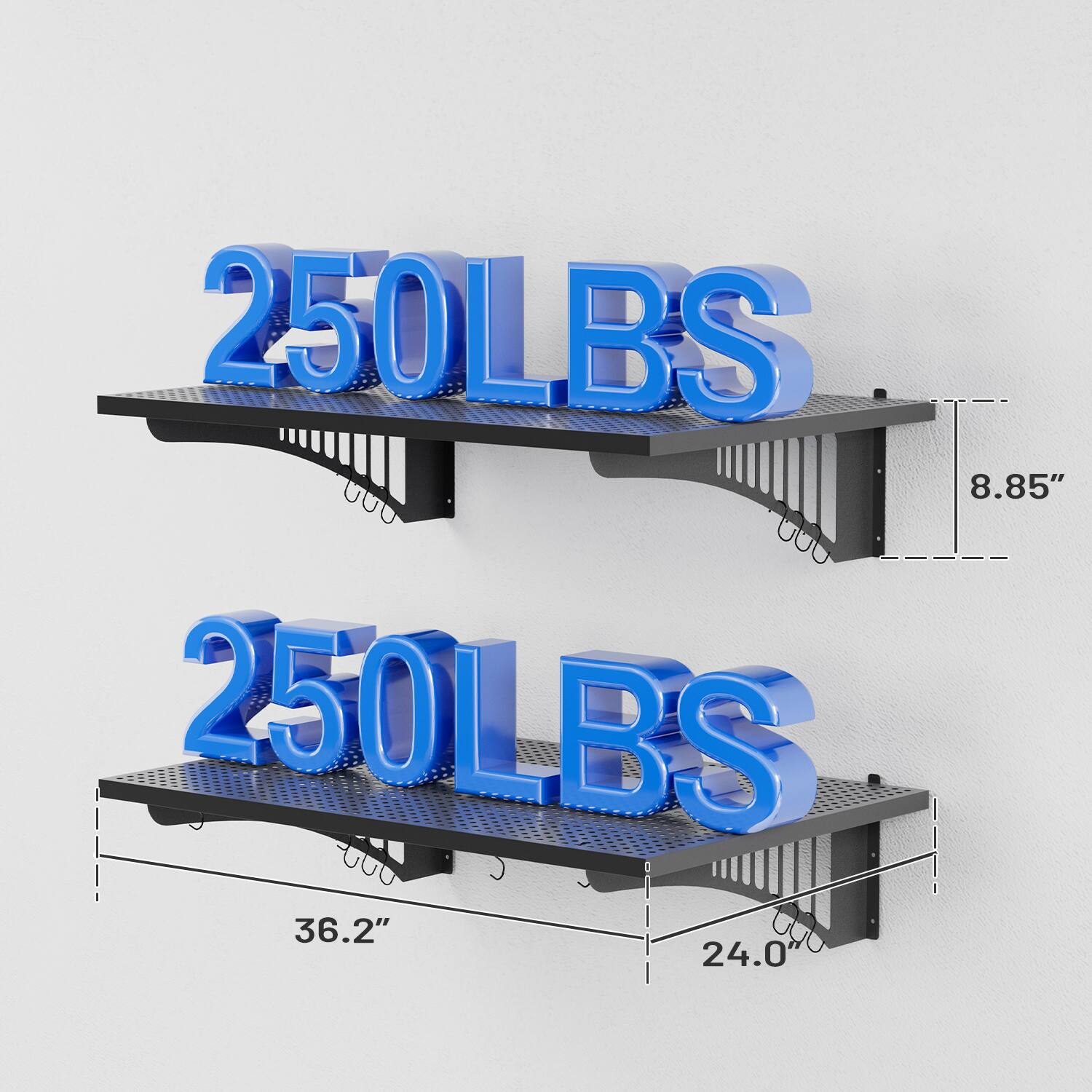 250LBS  
8.85"  
250LBS  
36.2"  
24.0"
