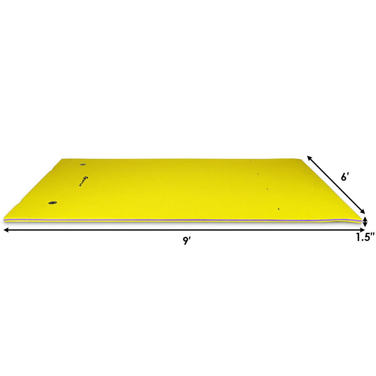 Alt View 2. Costway - Costway 3 Layer Floating Water Pad Foam Mat Water Recreation Relaxing Tear-resistant 9' x 6' - yellow.