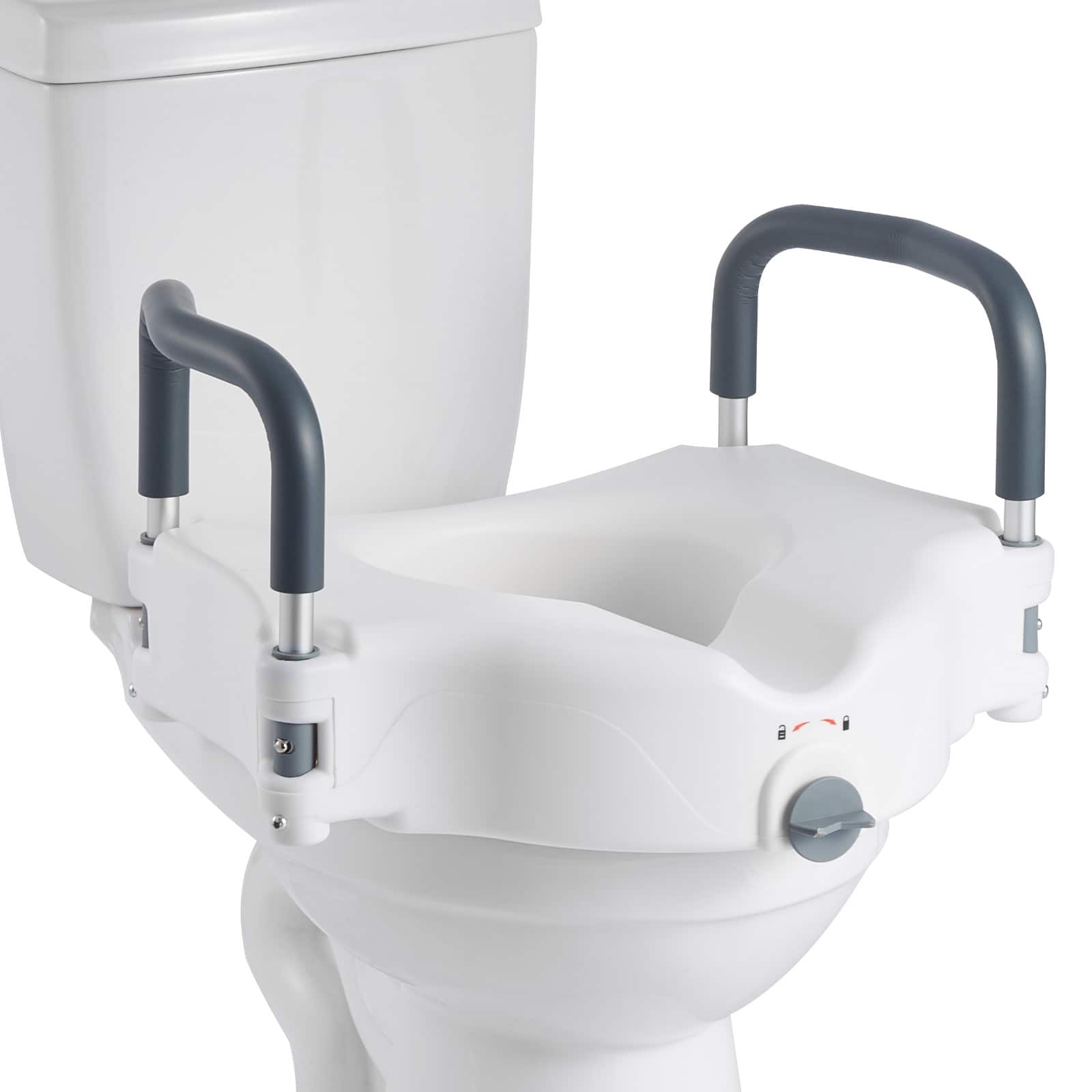 VEVOR - Raised Toilet Seat with Arms, 300 lbs Load Capacity, 5-Inch Lift Height, Widened Commode Elevated Toilet Seat Riser - White