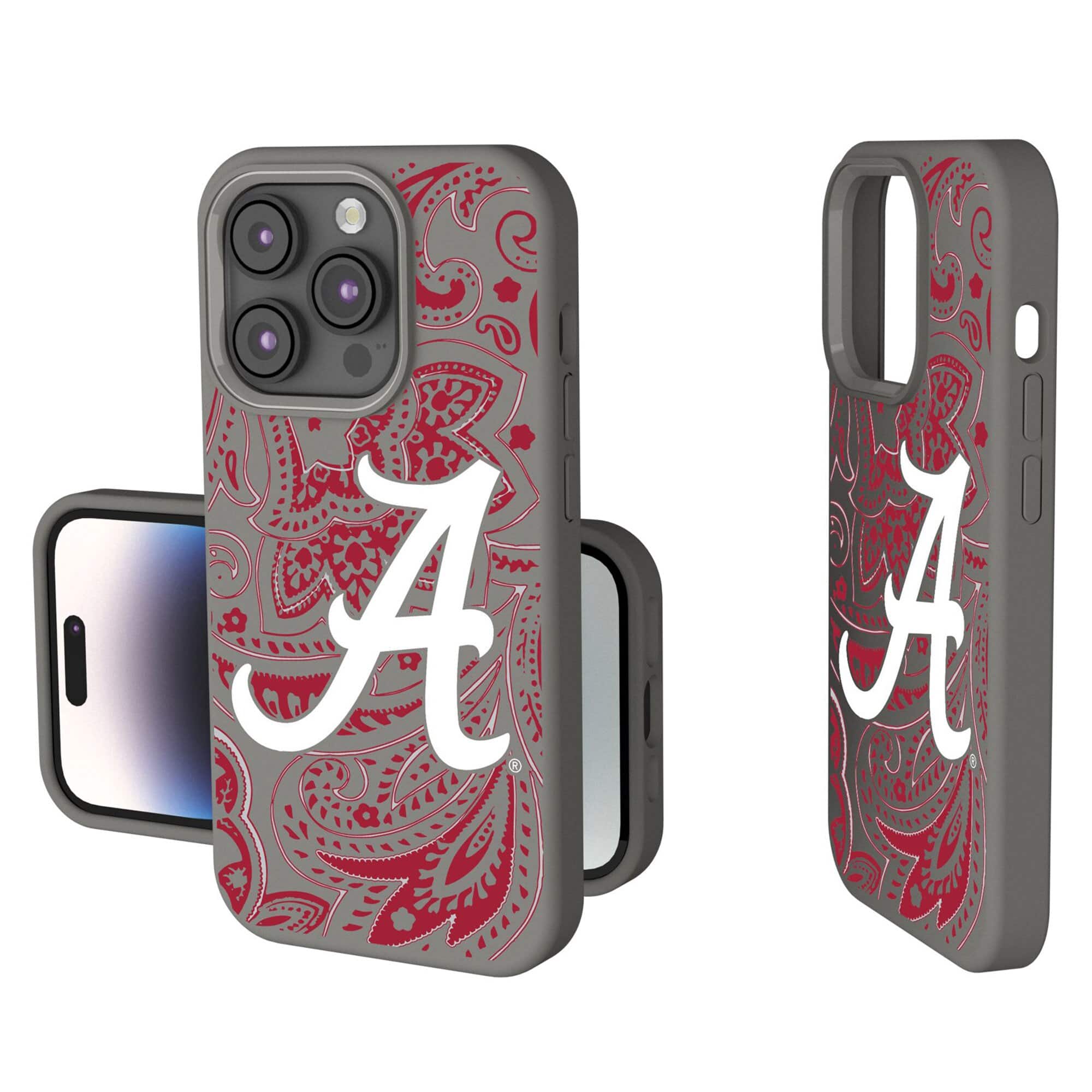 Photos - Case Tide Keyscaper - NCAA - Alabama Crimson Paisley iPhone Soft Touch - 14 Pro - Gray 202134638