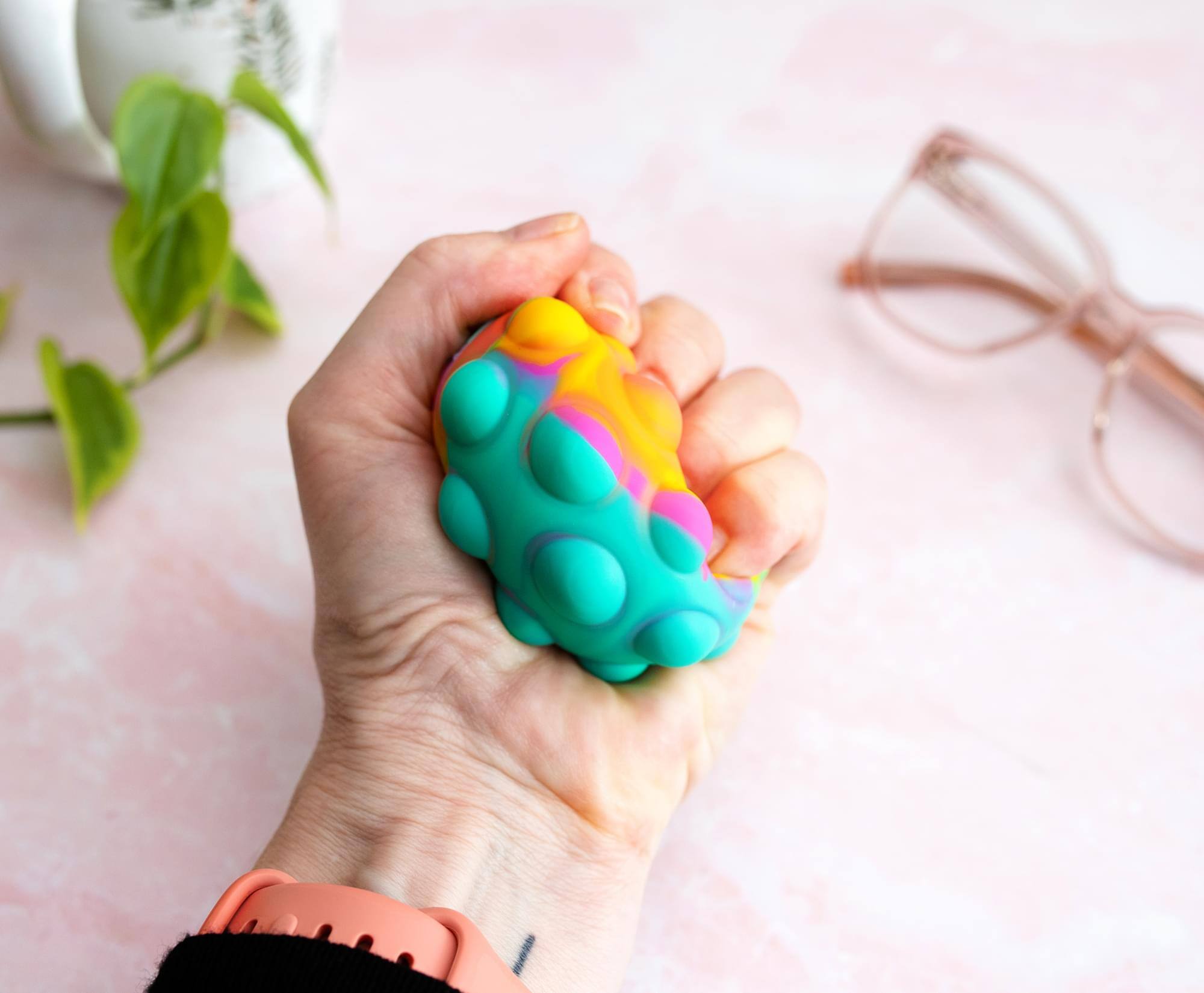 Alt View 3. Toynk - Pop Fidget Toy Pressure Relief Silicone Bubble Popping Game Ball | Rainbow - Rainbow.