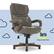 The image features a Serta office chair with a comfortable design, including a leather seat and a cushioned back. The chair is placed on wheels, allowing for easy movement. The chair is positioned in front of a blue background with clouds, creating a visually appealing scene. The Serta brand is known for providing comfortable and high-quality furniture, making this office chair an excellent choice for anyone seeking a cozy and functional workspace.