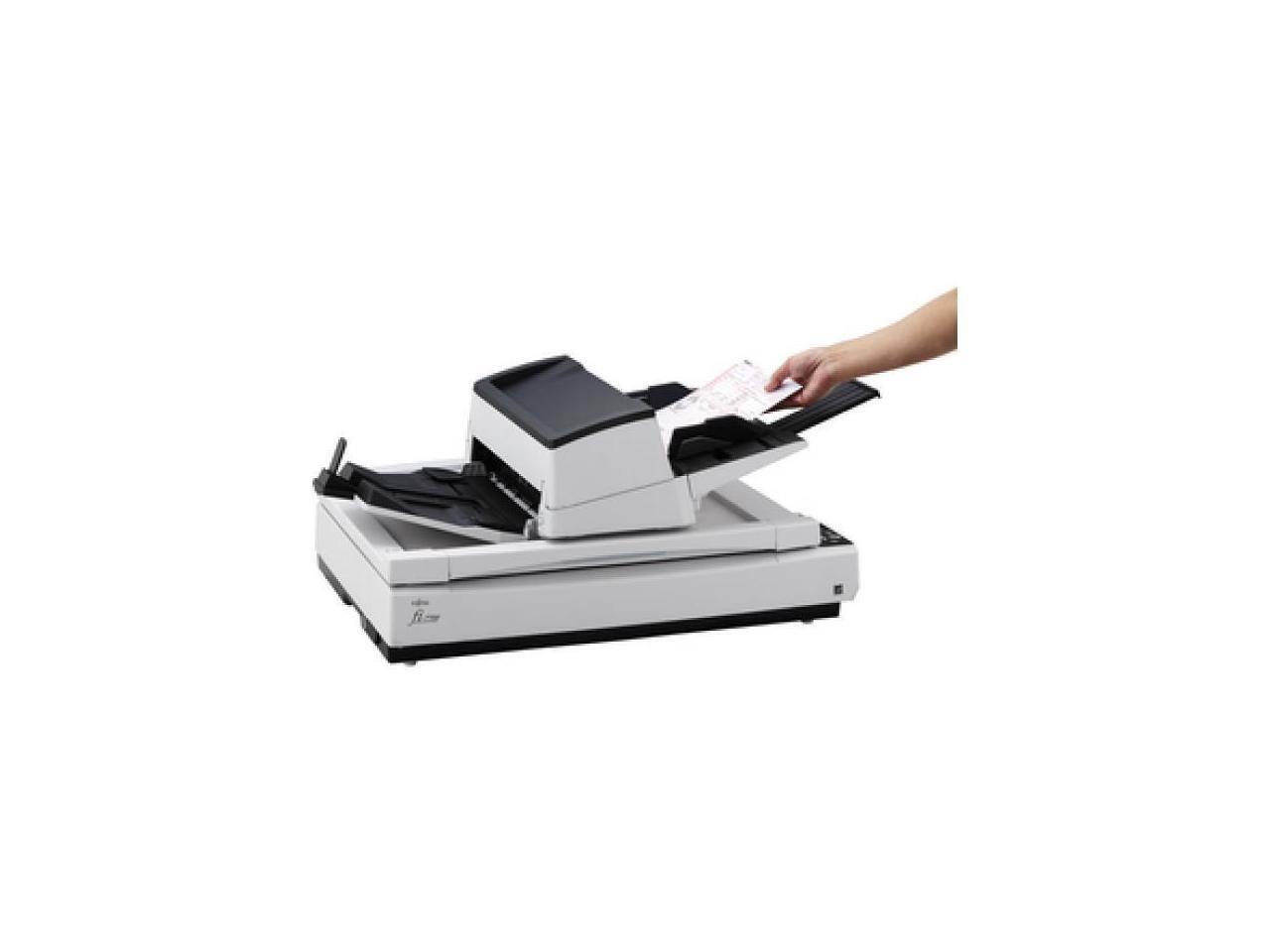 Alt View 4. Ricoh - Ricoh fi-7700 PA03740-B005 Duplex 600 DPI x 600 DPI Production-class ADF + Flatbed document scanner - White.