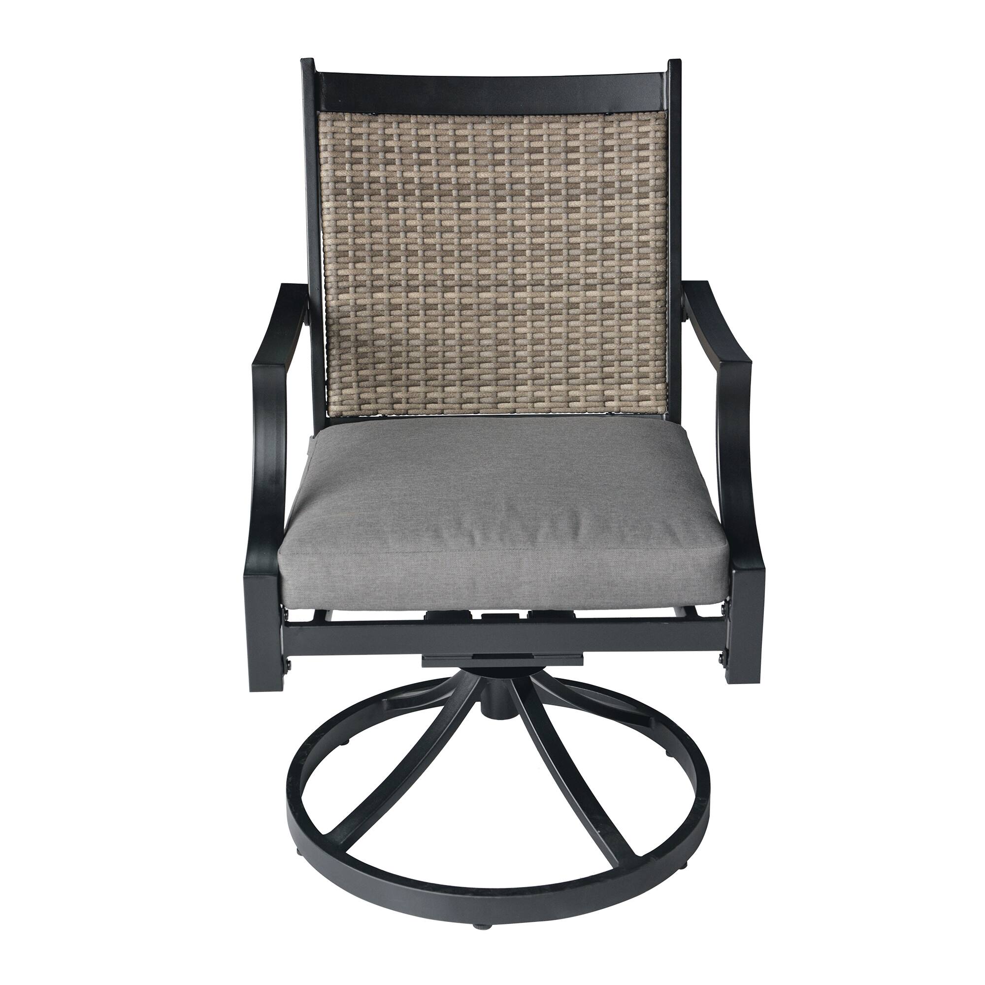 Alt View 1. Mondawe - 2-Piece Outdoor Swivel Chair Set with Aluminum Frame and Cushions - Black+Grey.