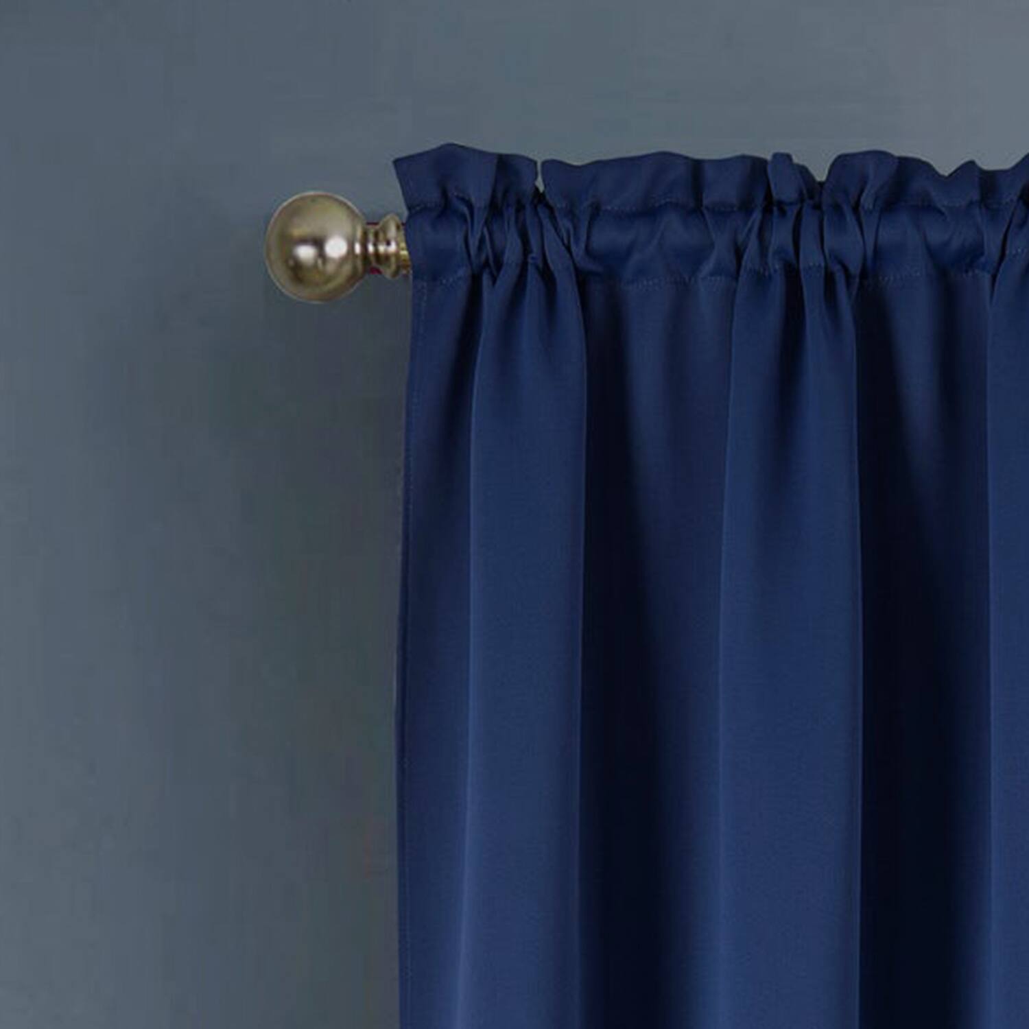 Left. RT Designers Collection - RT Designers Collection 100% Polyester Twilight Blackout Rod Pocket Curtain Panel 54" x 90" Navy - Navy Blue.