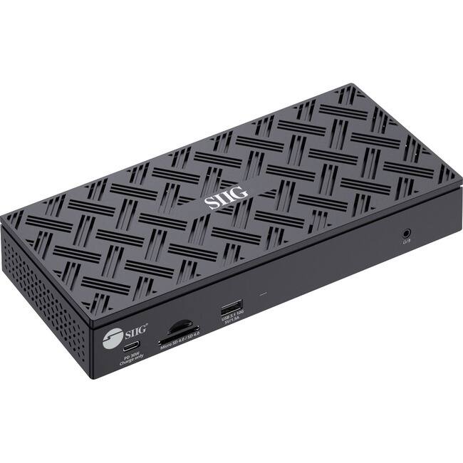 Sure, here is the corrected and grouped text from the image:
**Top:**
- SIIG
**Front:**
- SIIG
- PD ONLY Charging
- Micro SD/SDHC/SDXC
- USB 3.0
- USB 2.0
- 10/100/1000 LAN
**Side:**
- USB 3.0
- USB 2.0