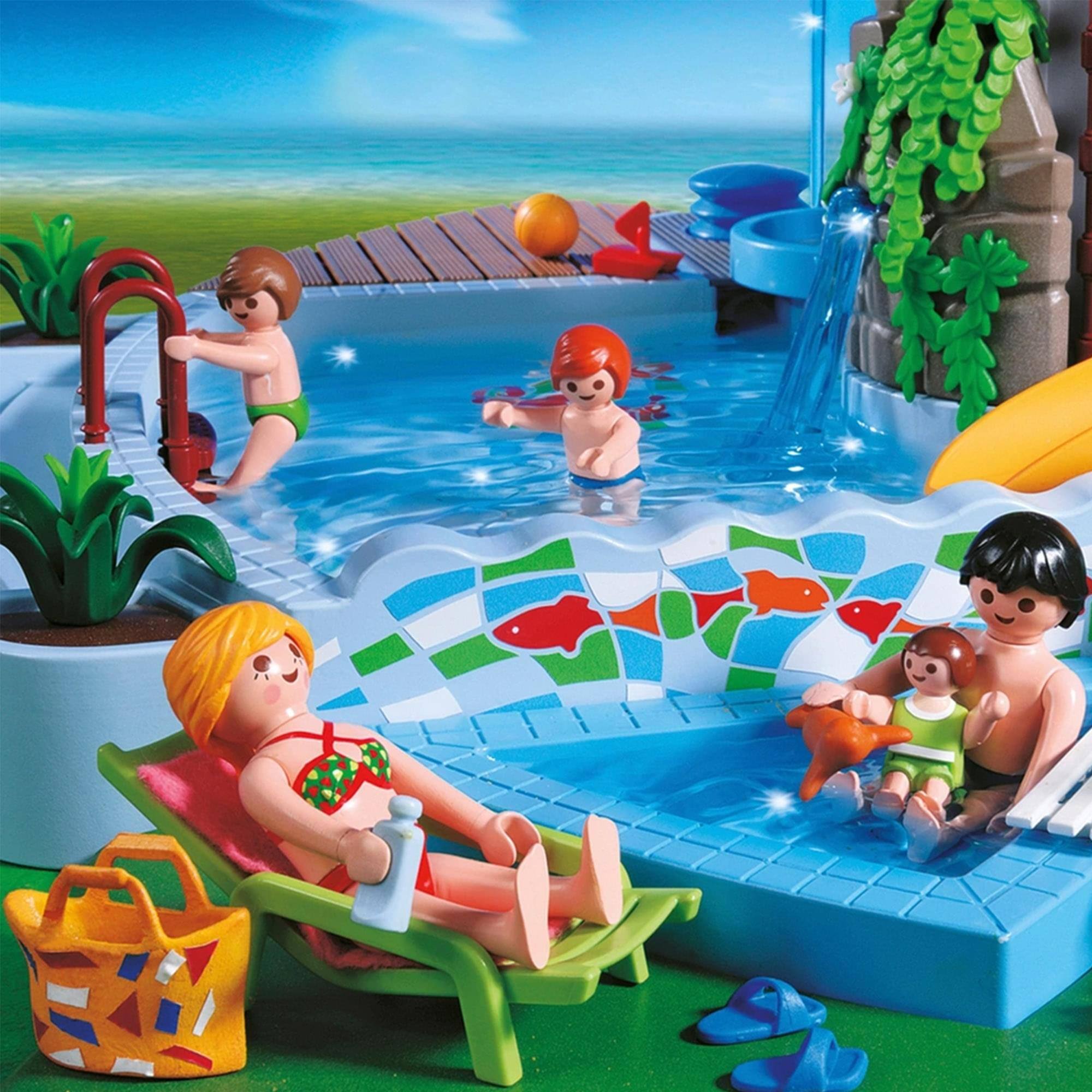 Alt View 2. Playmobil - Playmobil 4858 Family Fun Pool with Slide 133 Piece Building Set - Multi.