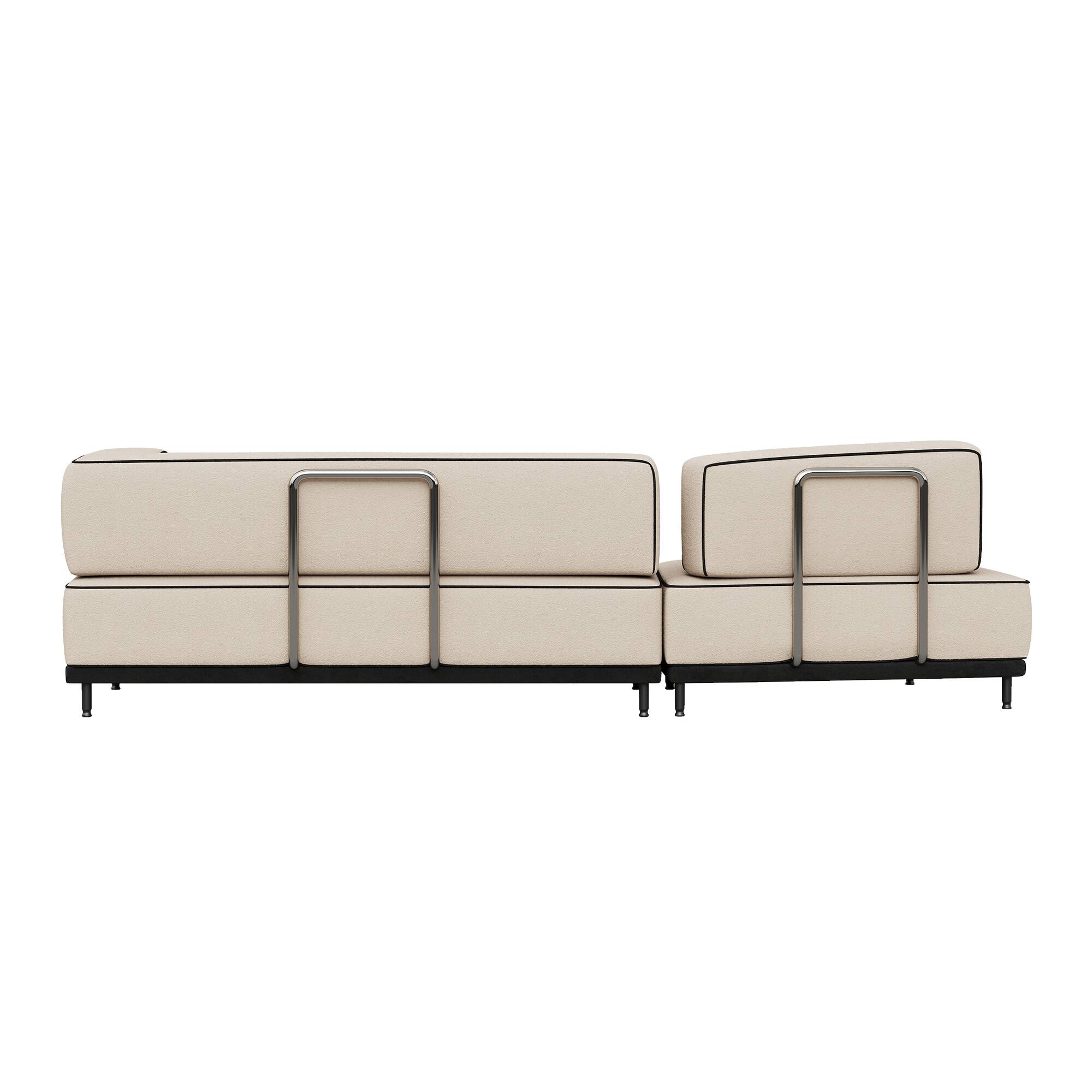 Alt View 7. luck idea - 95.27" Modern Fabric Sectional Sofa, High-Density Foam Cushions, Solid Wood & Plywood Frame, Metal Legs - Beige.