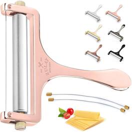 Zulay Kitchen - Cheese Slicer with Adjustable Thickness and 2 Extra Wires - Rose Gold