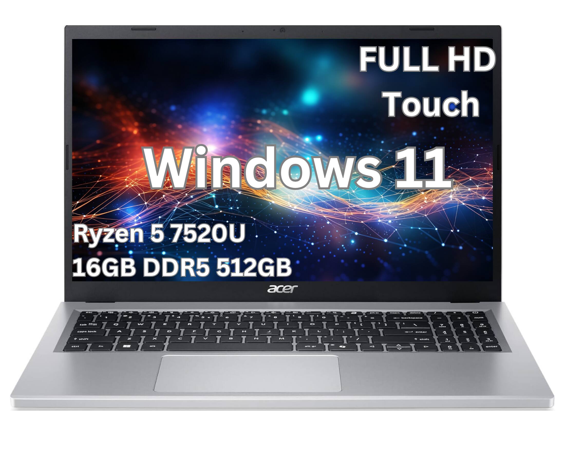 FULL HD Touch Windows 11 Ryzen 5 7520U 16GB DDR5 512GB acer