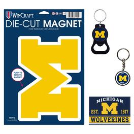 WinCraft - Michigan Wolverines 4-Pack Key Rings and Magnets Set - Multicolor