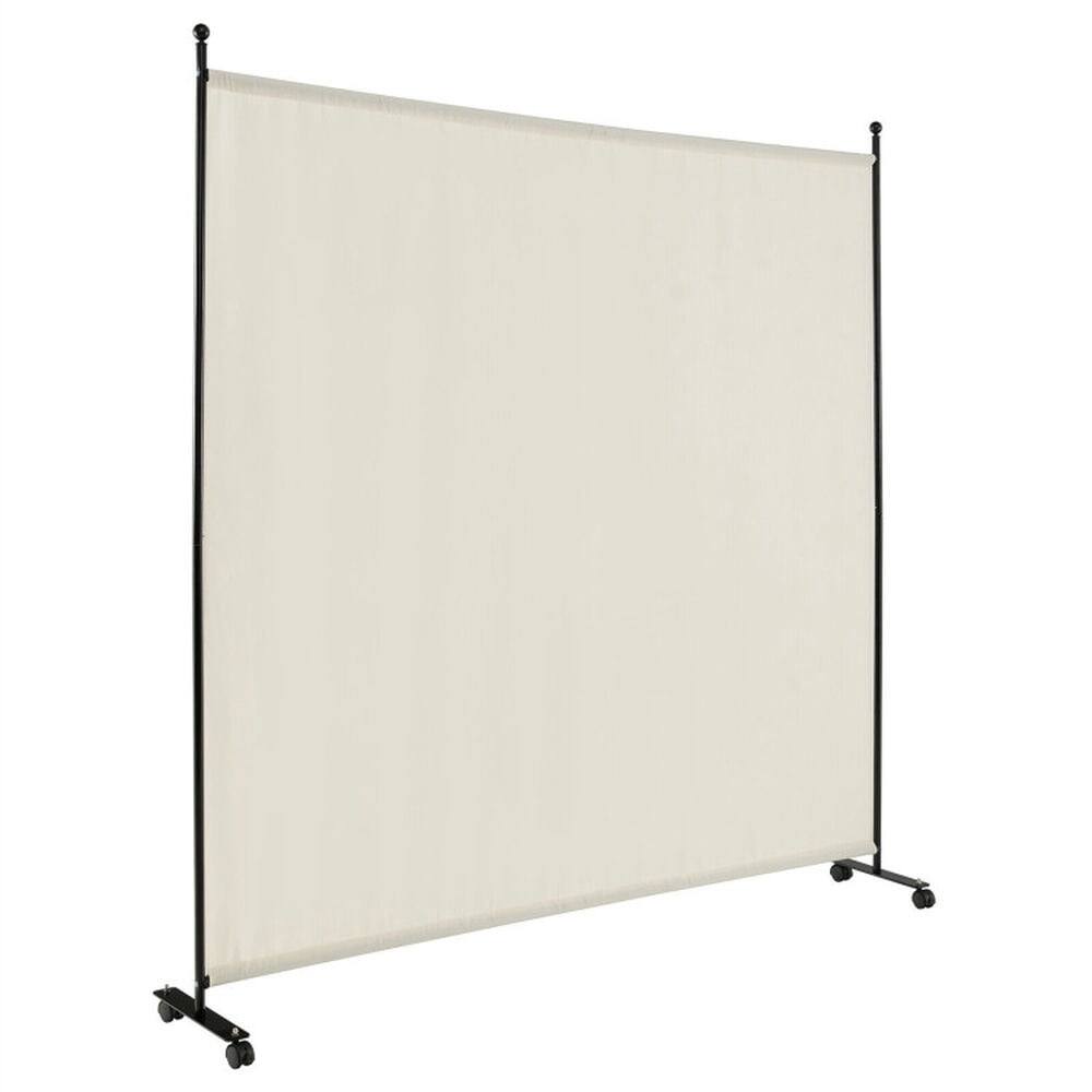 Alt View 1. Pefilos - 6 Ft Single Panel Rolling Room Divider with Smooth Wheels, Functional Single Panel Room Divider, Folding Privacy Screen - White.