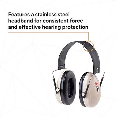 Features a stainless steel headband for consistent force and effective hearing protection.