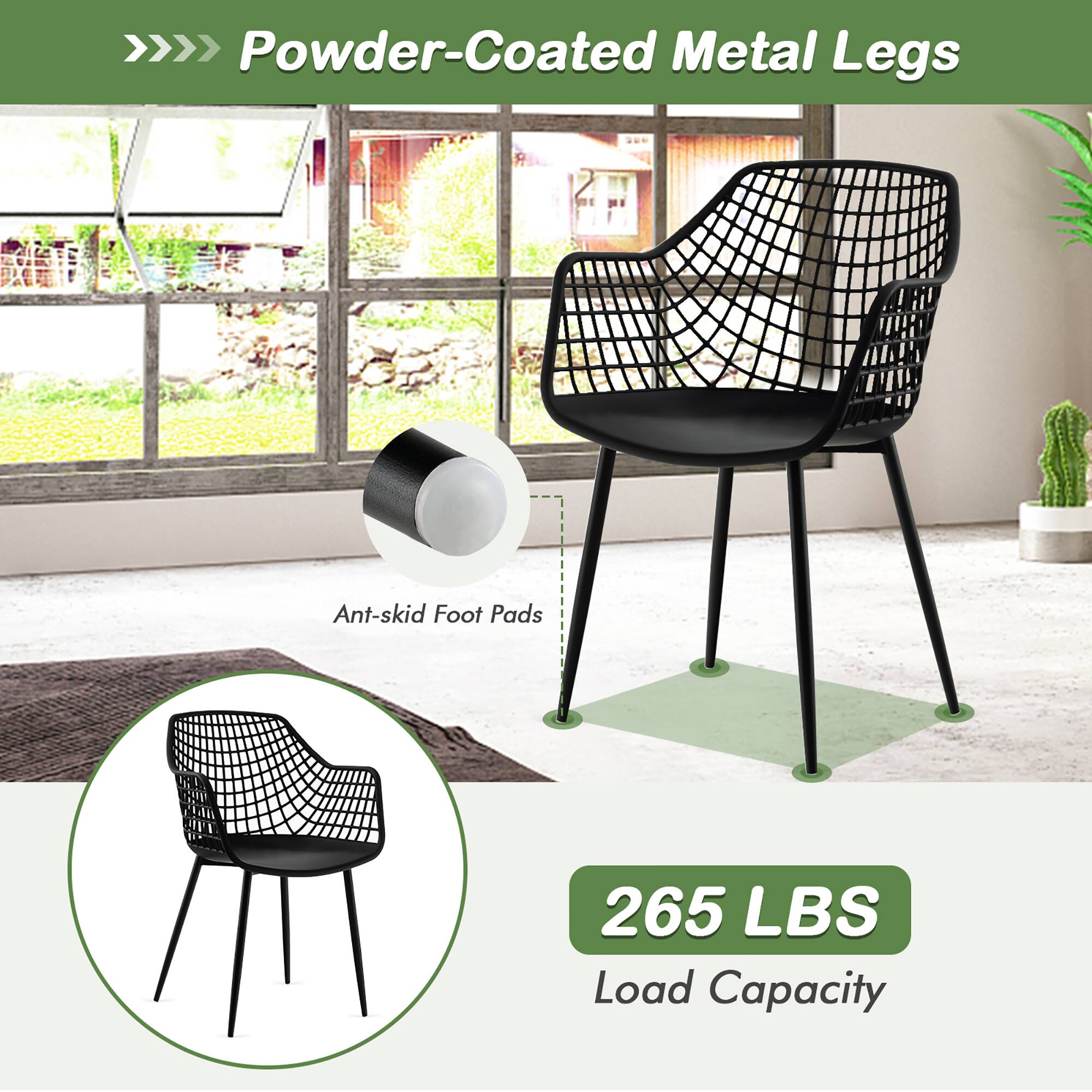 Powder-Coated Metal Legs, Anti-skid Foot Pads, 265 LBS Load Capacity