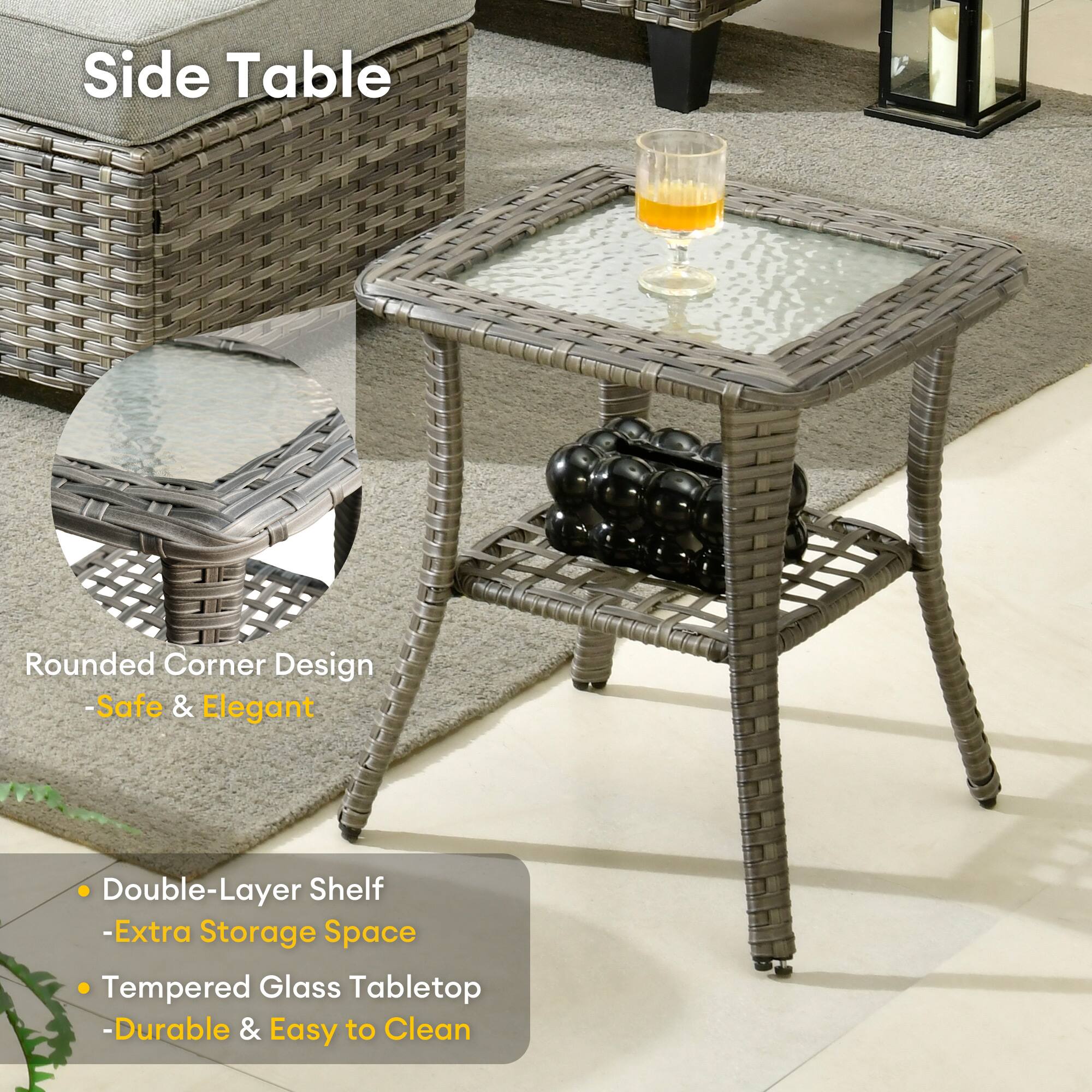 Side Table

- Rounded Corner Design
  - Safe & Elegant

- Double-Layer Shelf
  - Extra Storage Space

- Tempered Glass Tabletop
  - Durable & Easy to Clean