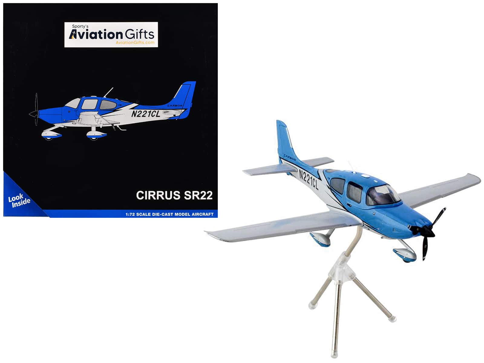 Cirrus SR22 Composite Aircraft (N221CL) Blue "Gemini General Aviation" Series 1/72 Diecast Model Airplane by GeminiJets - Blue and White