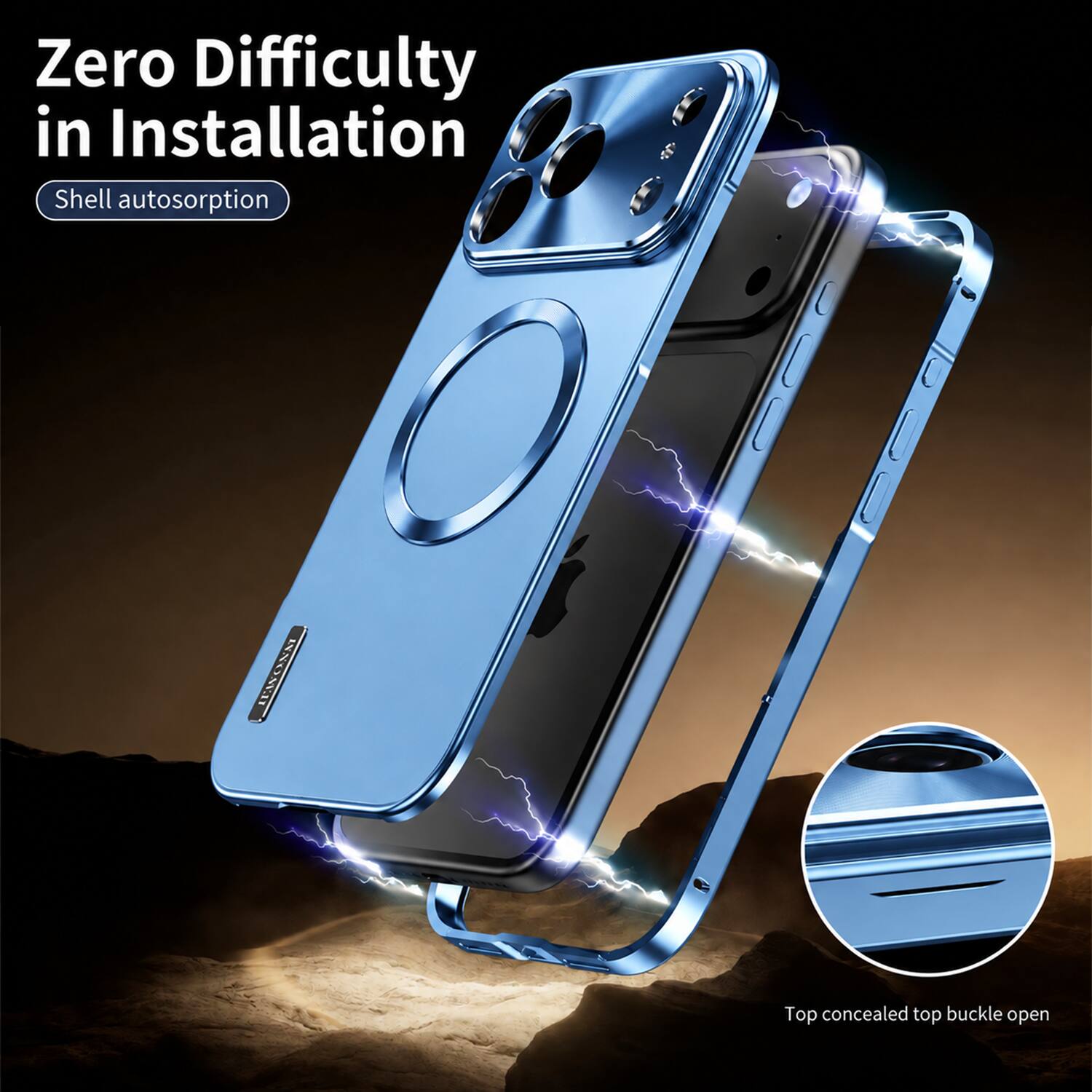 Zero Difficulty in Installation  
Shell autosorption  

LEWONN  
Top concealed top buckle open