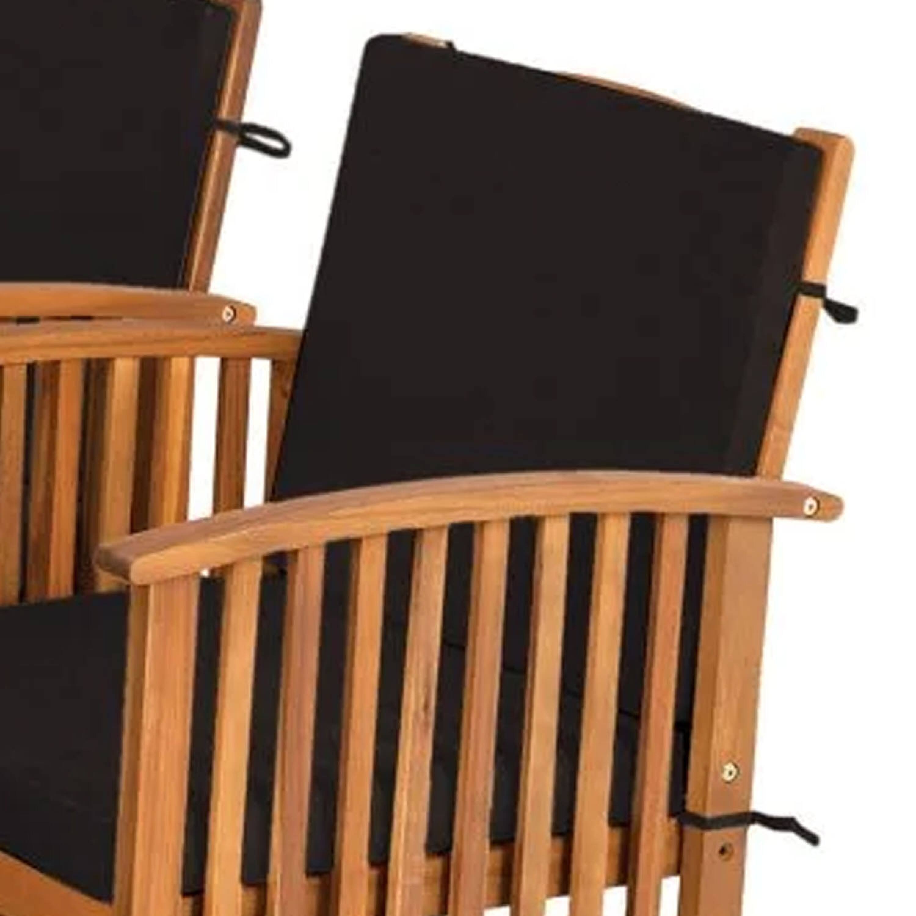 Alt View 2. Manhattan Lane - Kaila Outdoor Armchair Set of 2, Black Cushions - Black, Natural Brown.