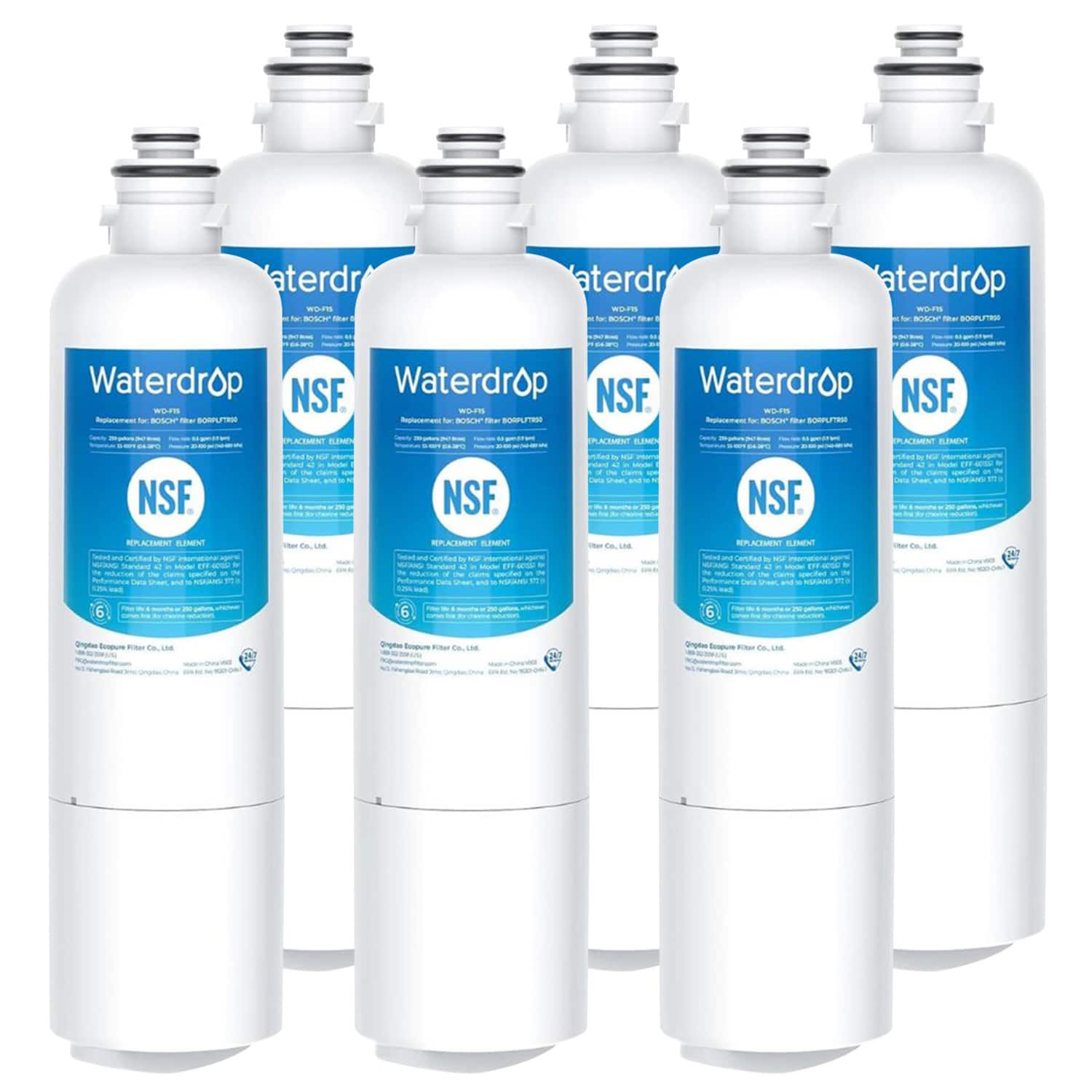 Waterdrop - BM-WD-F15-6 Refrigerator Water Filter 6 Pack - White