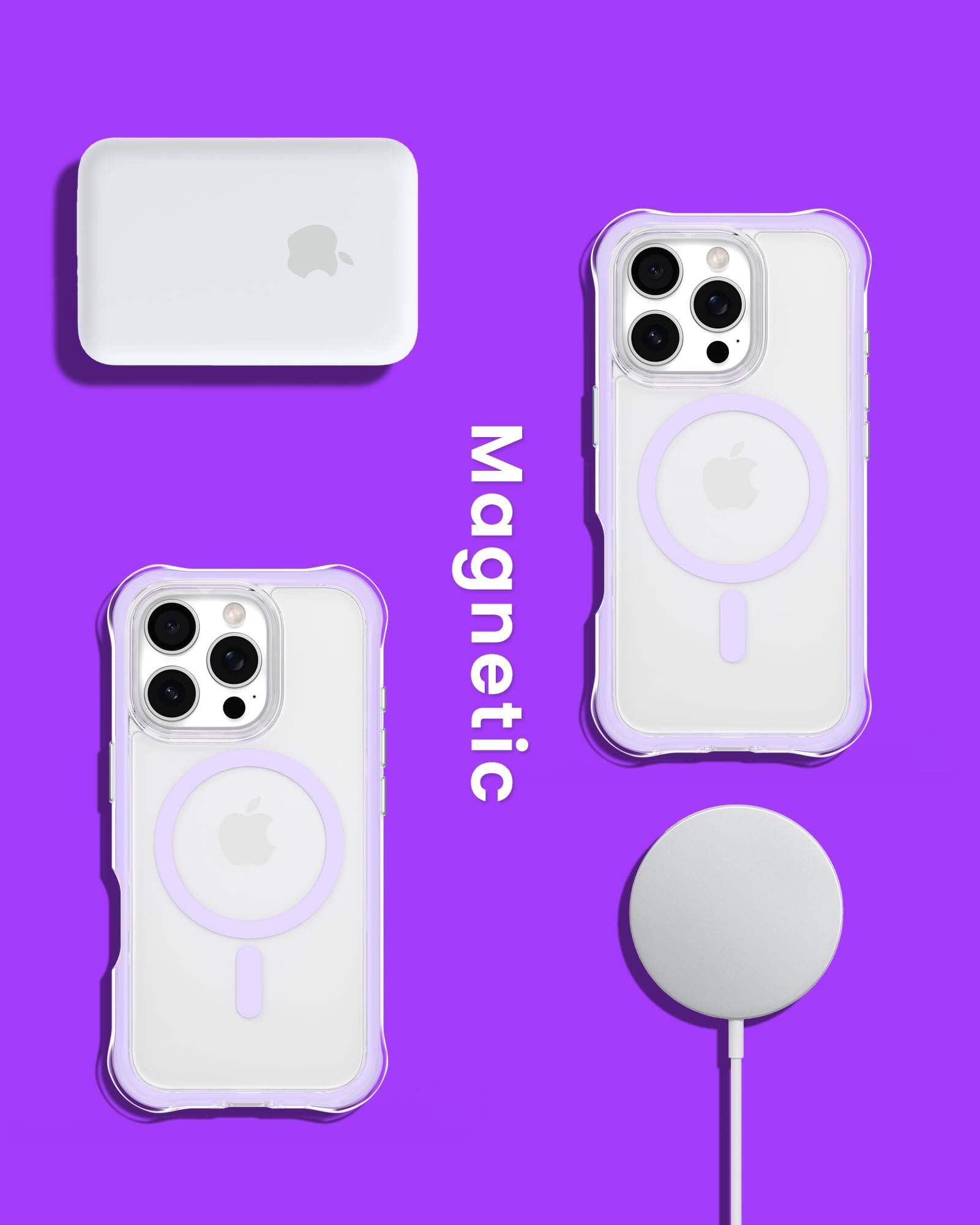 Alt View 6. Ornarto - ORNARTO Air Case for iPhone 16 Pro Clear, Compatible with MagSafe, Military-Grade Drop Protection Cover-Purple - Purple.