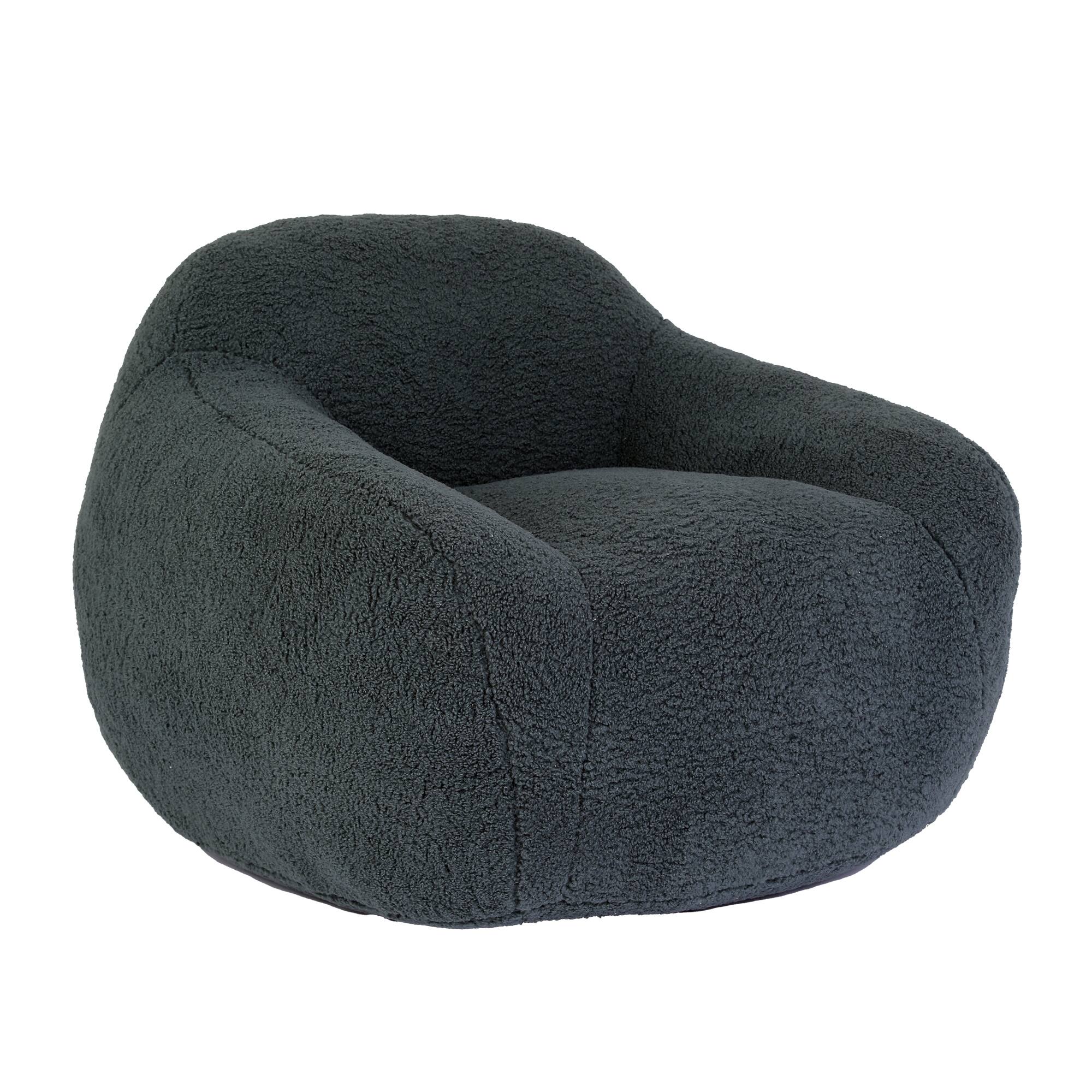 Alt View 5. GOODSILO - Giant Memory Foam Filled Bean Bag Sofa with Armrests for Adults, Spacious Faux Fur Lounger for Living Room and Bedroom - Dark Gray.