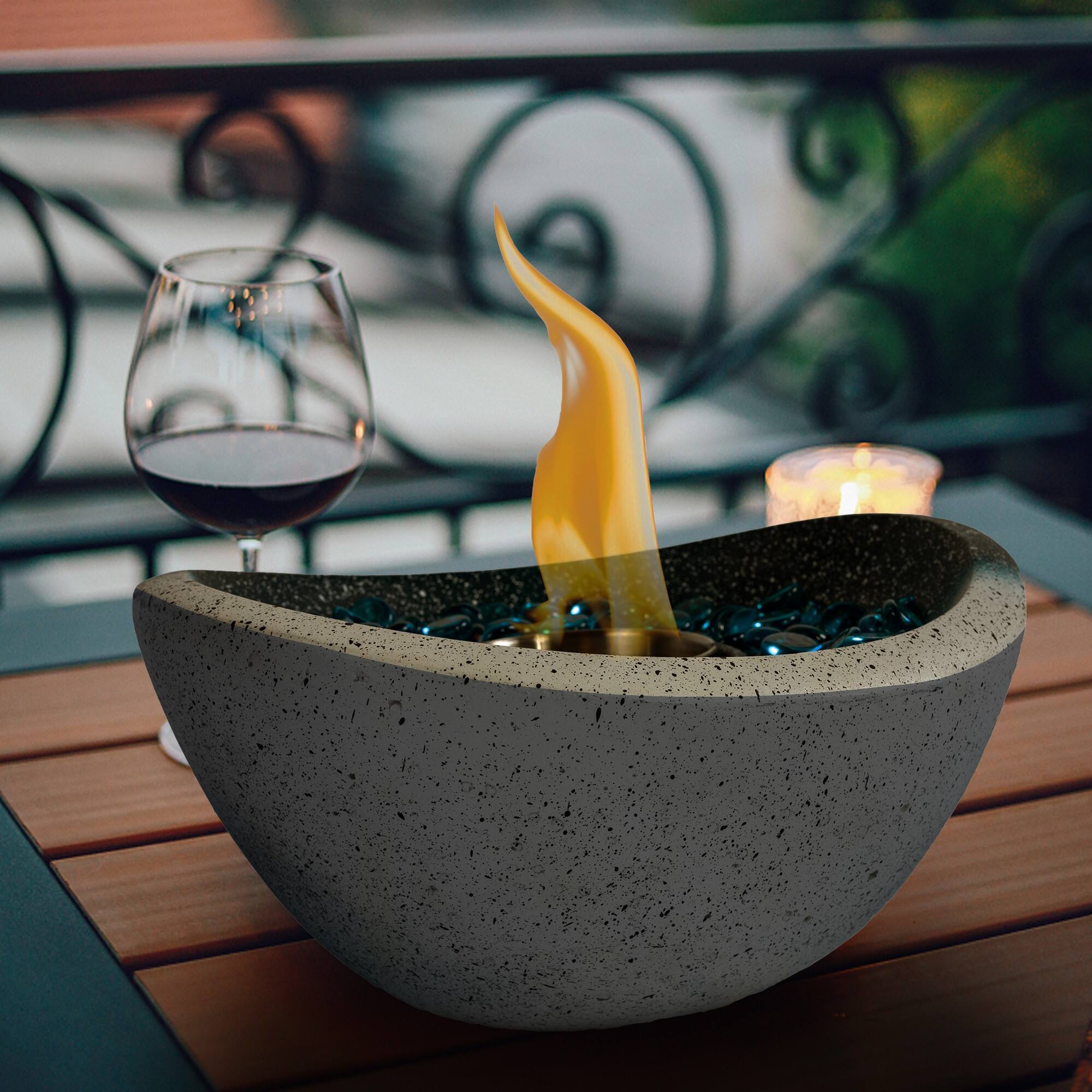 Alt View 1. Boyel Living - Tabletop Ethanol Fire Pit, Portable Concrete Fire Bowl, Smokeless Indoor/Outdoor Tabletop Fireplace, Mixed Color - Blue.