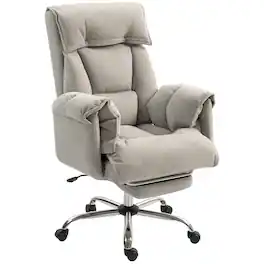 Forest'nSky - High Back Reclining Office Chair with Rolling Wheels, Ergonomic Desk Chair with Lumbar Support in Light Grey - Light Gray