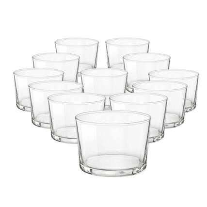Front. Bormioli Rocco - Bormioli Rocco Bodega Mini Tumbler Glasses Set of 12, 7.5 oz Tempered Stackable - Clear.