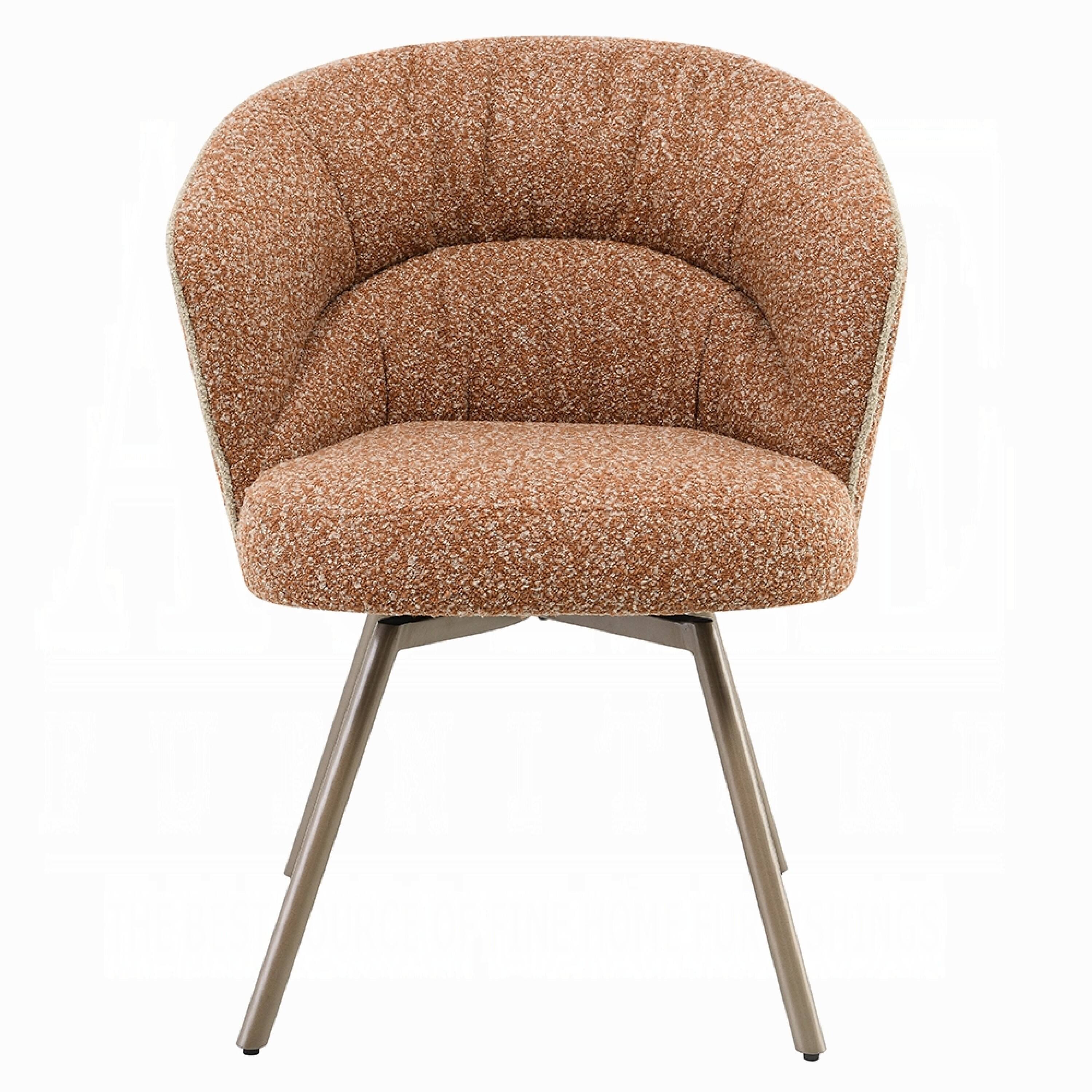 Manhattan Lane Ladi Dining Side Chair Set of 2, Rust Orange Boucle ...