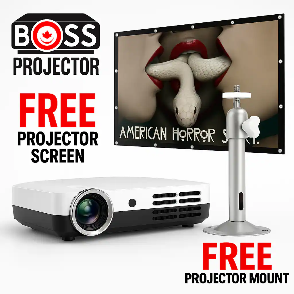 BOSS - S7 4K Projector | 7000 Lumens | Android OS with WiFi & Bluetooth | Auto Keystone, 3D Support, HDMI/USB - White