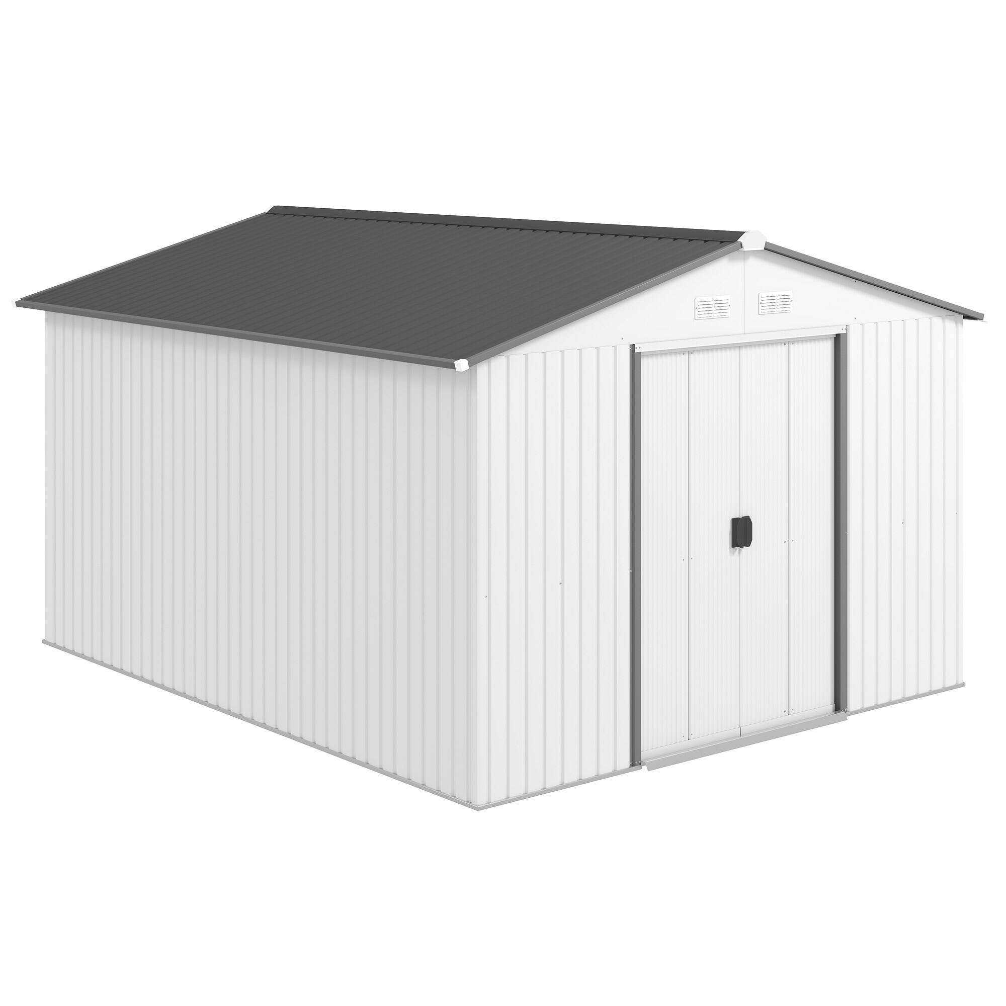 Outsunny - x 9' Metal Storage Shed Garden Tool House with Double Sliding Doors, 4 Air Vents for Backyard