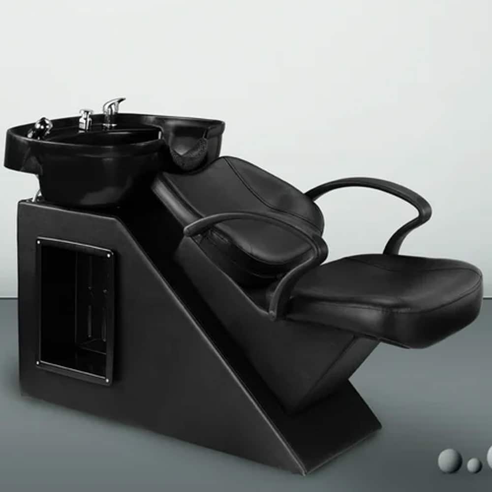 Ainfox - Shampoo Bowl and Chair Set for Salon, Hair Washing Station for Hair Stylist - Black