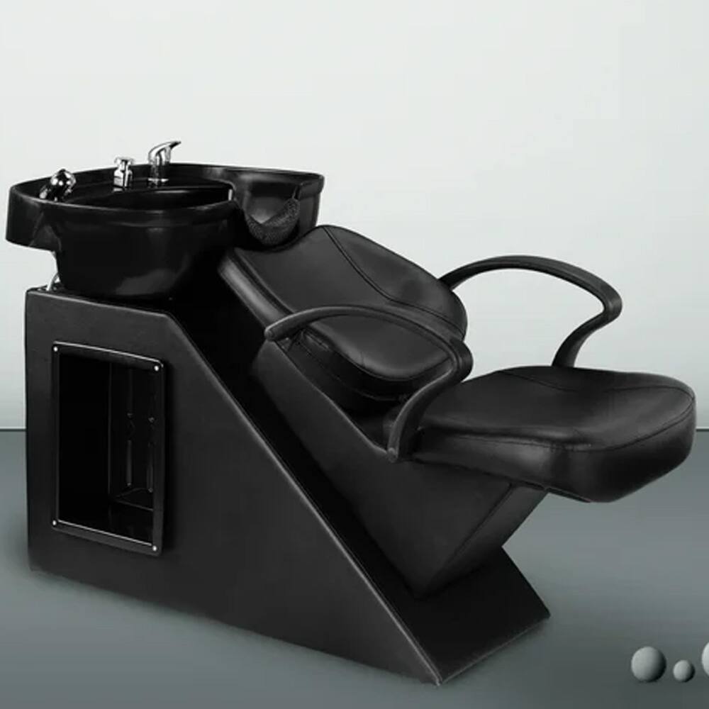 Ainfox - Shampoo Bowl and Chair Set for Salon, Hair Washing Station for Hair Stylist - Black