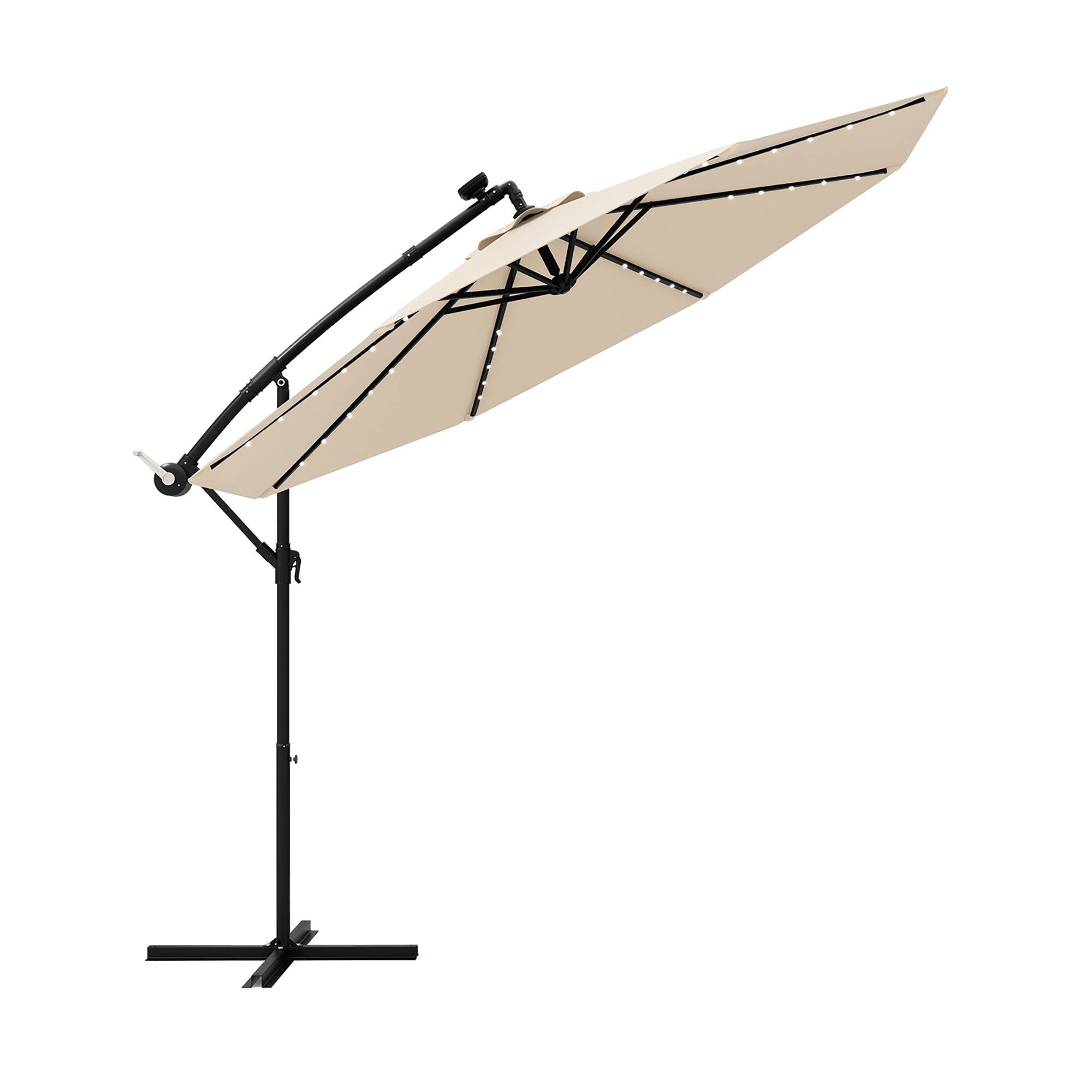 Alt View 9. Gymax - Gymax 10 ft Patio Offset Umbrella w/ Solar Lights Deck Umbrella w/ Easy Tilt Adjustment Beige - Beige.