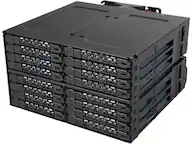 Front. Icy Dock - ICY DOCK ToughArmor MB516SP-B Rugged Full Metal 16 Bay 2.5" SAS/SATA SSD/HDD Backplane Cage for 2x External 5.25" Bay.