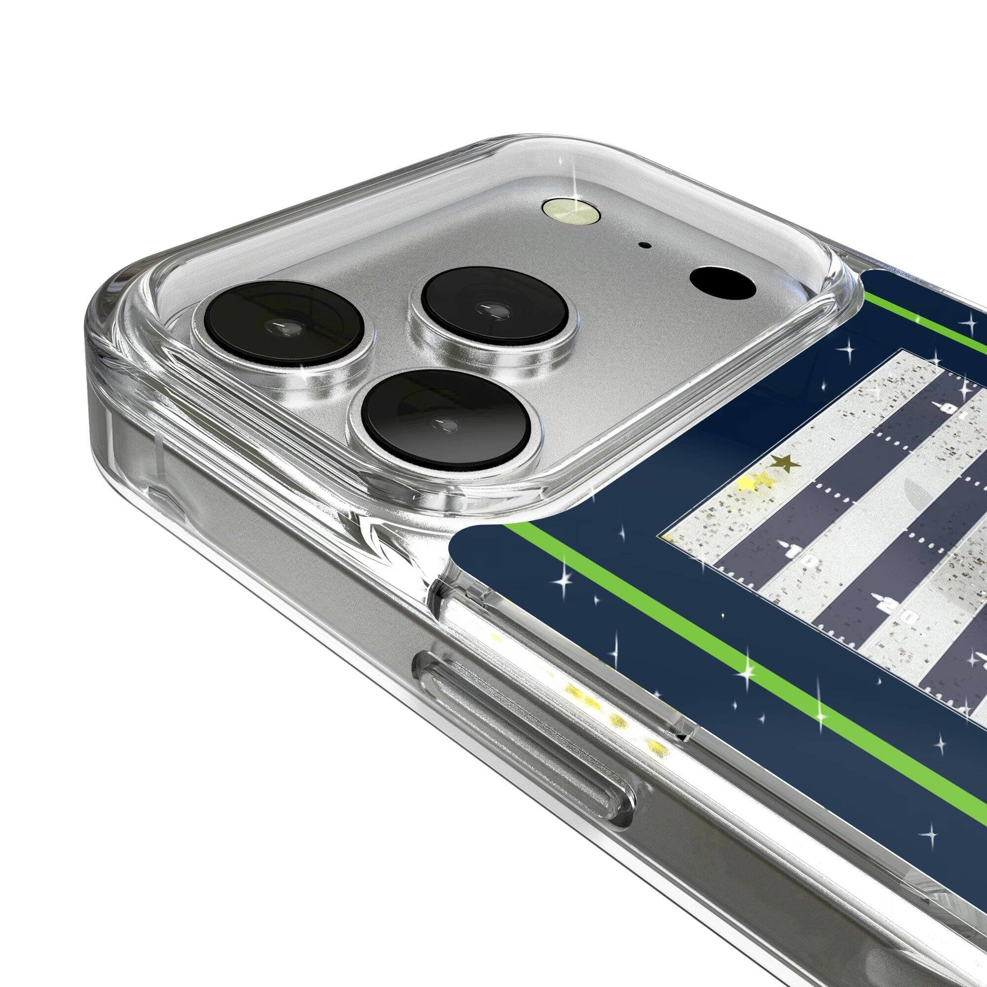 Alt View 2. Keyscaper - Seattle Seahawks iPhone Field Design Glitter Case - 16 Pro - Multicolor.