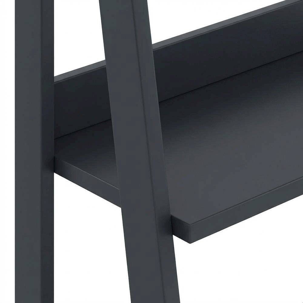 Alt View 2. FurniFact - Black 5-Tier Ladder Shelf for Books and Display Storage - Black Espresso.
