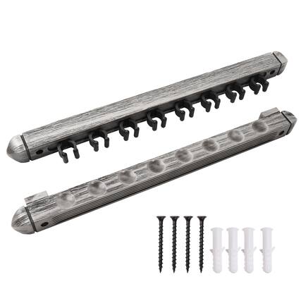 Front. GSE Games & Sports Expert - 2-Piece Wood 8 Billiard Pool Cue Rack Wall Mounted Holders, Pool Cue Wall Rack Set - Brushed Grey - Brushed Grey.