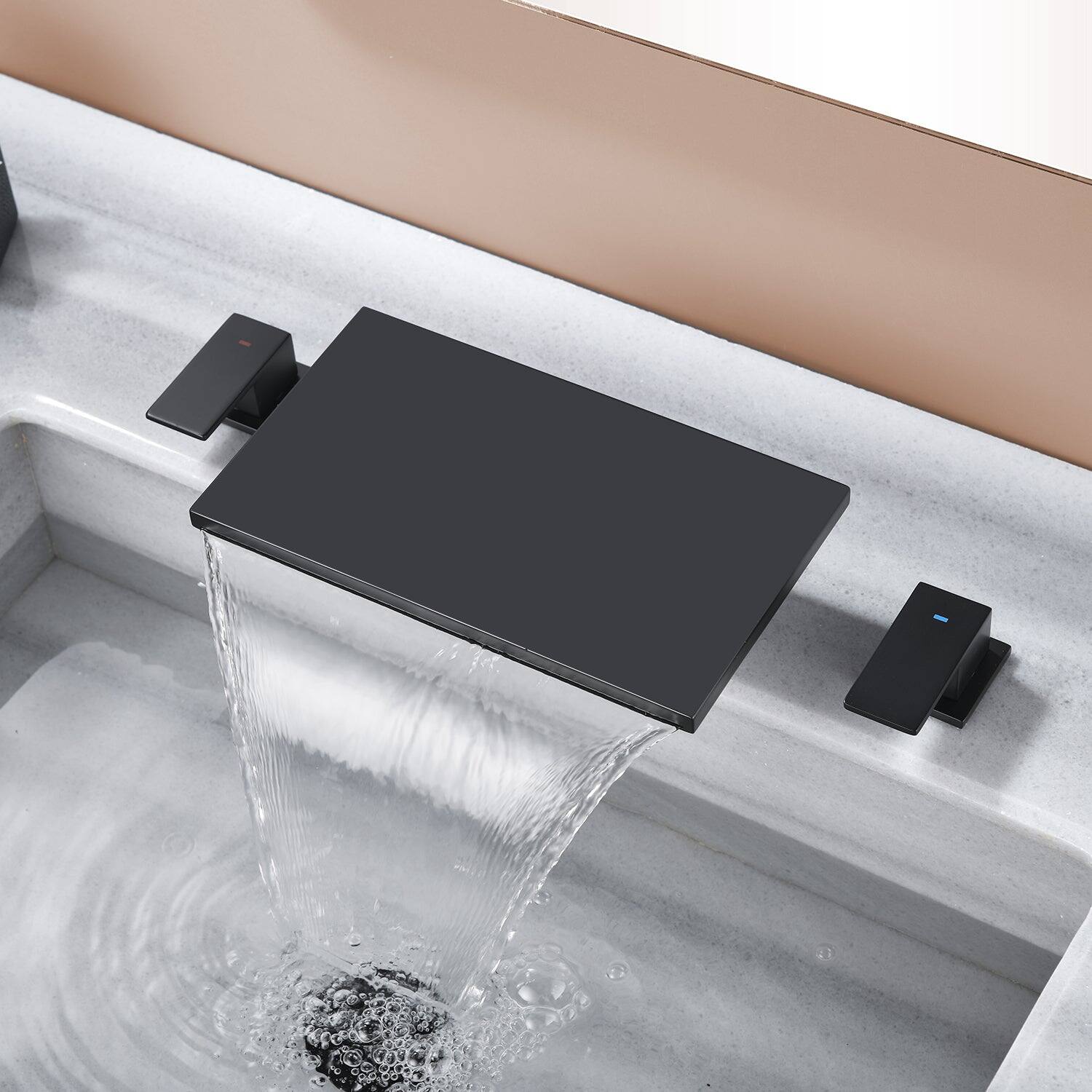 Alt View 2. Boyel Living - Black Faucet SUS304 Waterfall Spout cUPC Quick Connect Temporary Shelf - Matte Black.