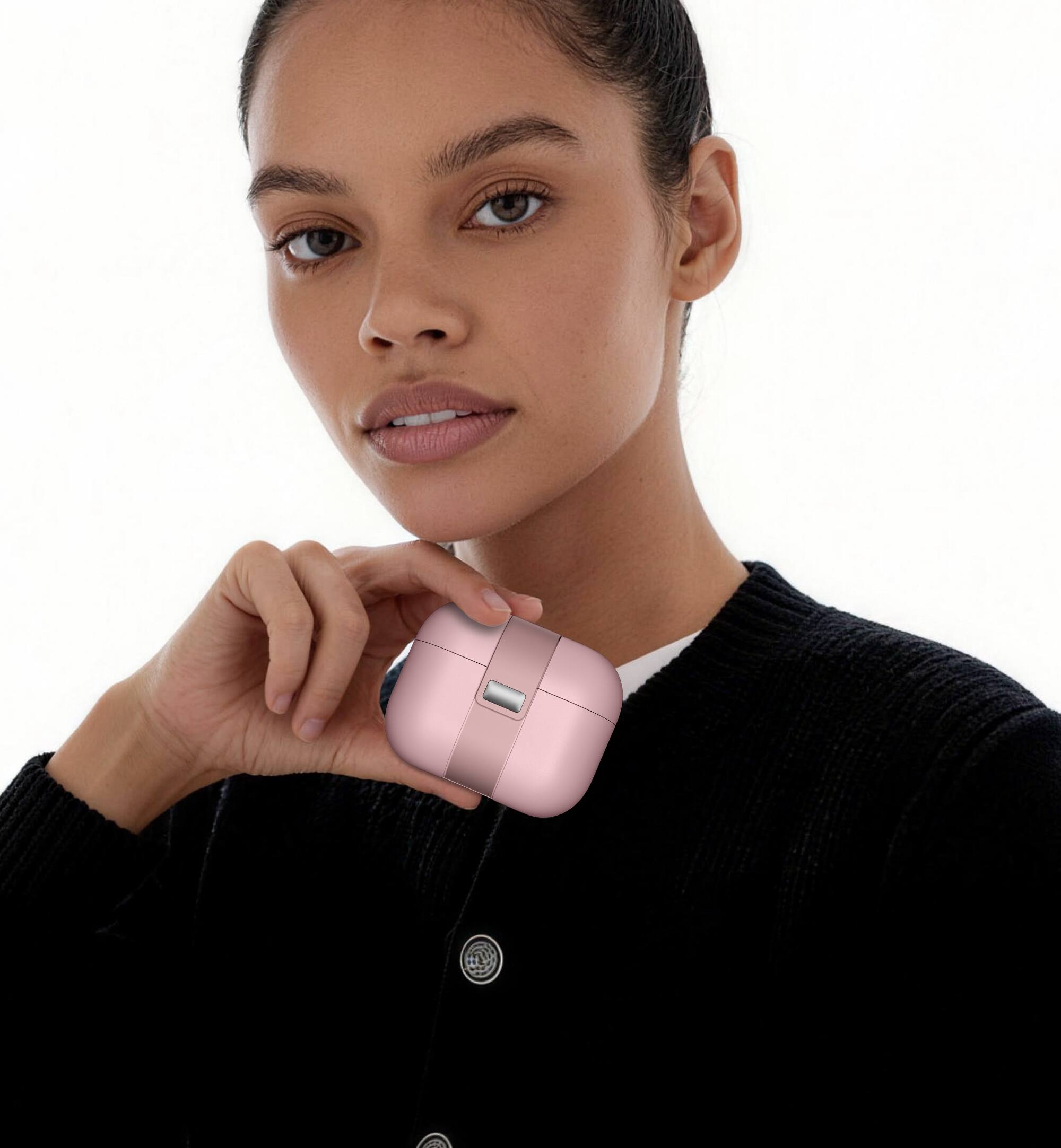 Alt View 6. SURITCH - Magnetic Lock Bumper Case for AirPods Pro 3, Handbag-Style Shockproof Cover Wireless Charging Compatible - Pink.