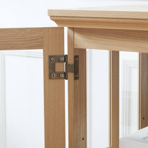 Alt View 3. LUCKY ONE - Freestanding Antique Curio Display Cabinet with Glass Doors Adjustable Shelves E26 Bulb for Collectibles - Oak.