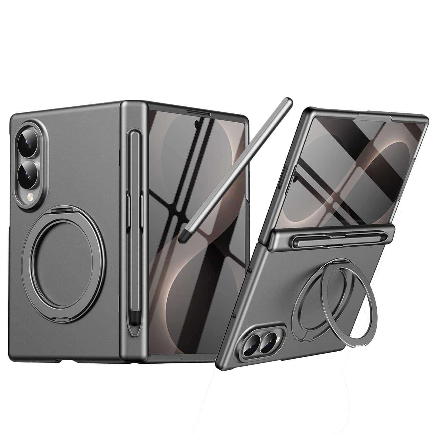 Dteck - Magnetic Ring Stand Rugged Case For Samsung Galaxy Z Fold8 Built-in Screen Protector+Hinge Cover+Stylus - Gray price history on PriceWatchPro