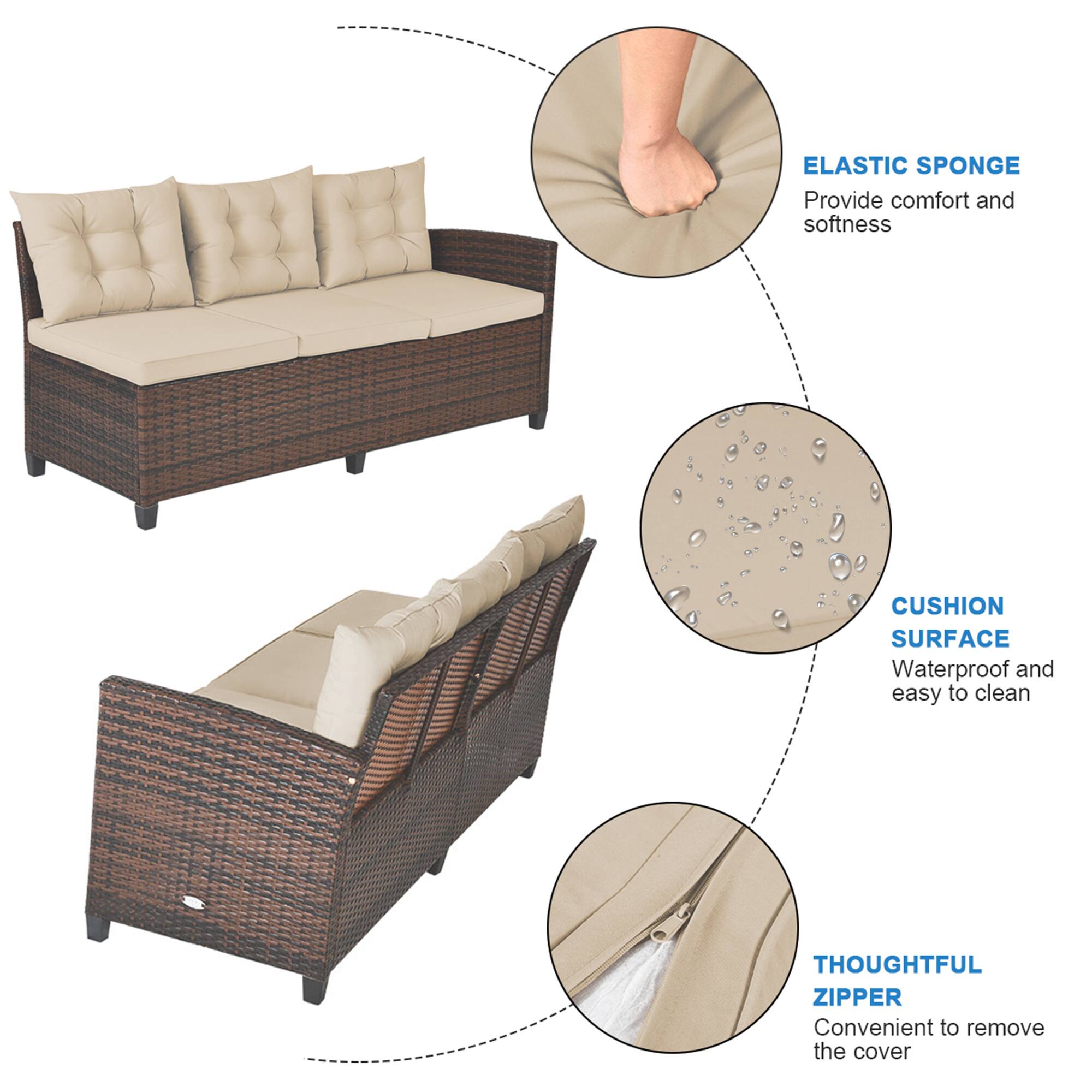 ELASTIC SPONGE, CUSHION SURFACE, THOUGHTFUL ZIPPER