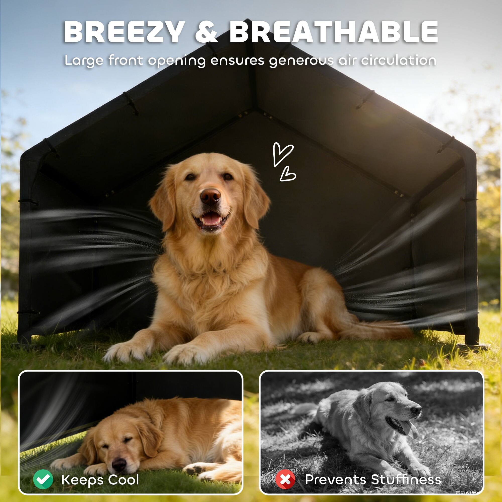 BREEZY & BREATHABLE  
Large front opening ensures generous air circulation  

- Keeps Cool  
- Prevents Stuffiness