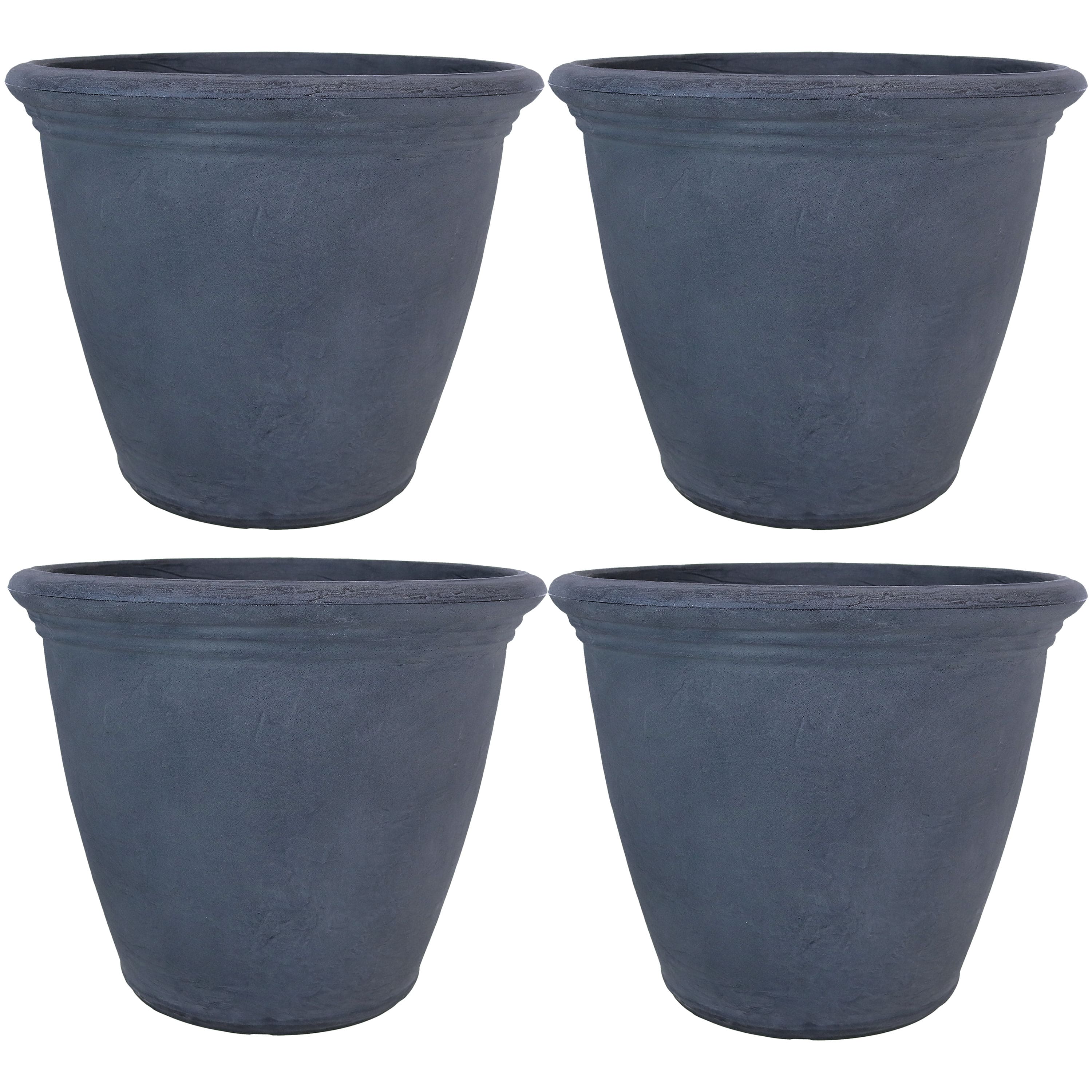 Sunnydaze - 20 in Anjelica Dual-Wall Polyresin Planter - Set of 4 - Slate price history on PriceWatchPro