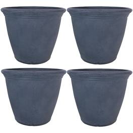 Sunnydaze - 20 in Anjelica Dual-Wall Polyresin Planter - Set of 4 - Slate