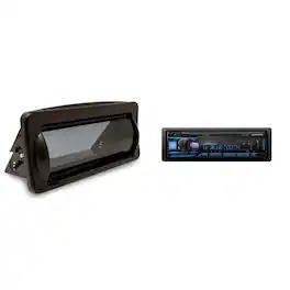 Alpine - UTE-63BT Mech-less Digital Media Receiver with Creative Audio CAMC1B Marine Single DIN Radio Mounting Kit wi - Black/Gray