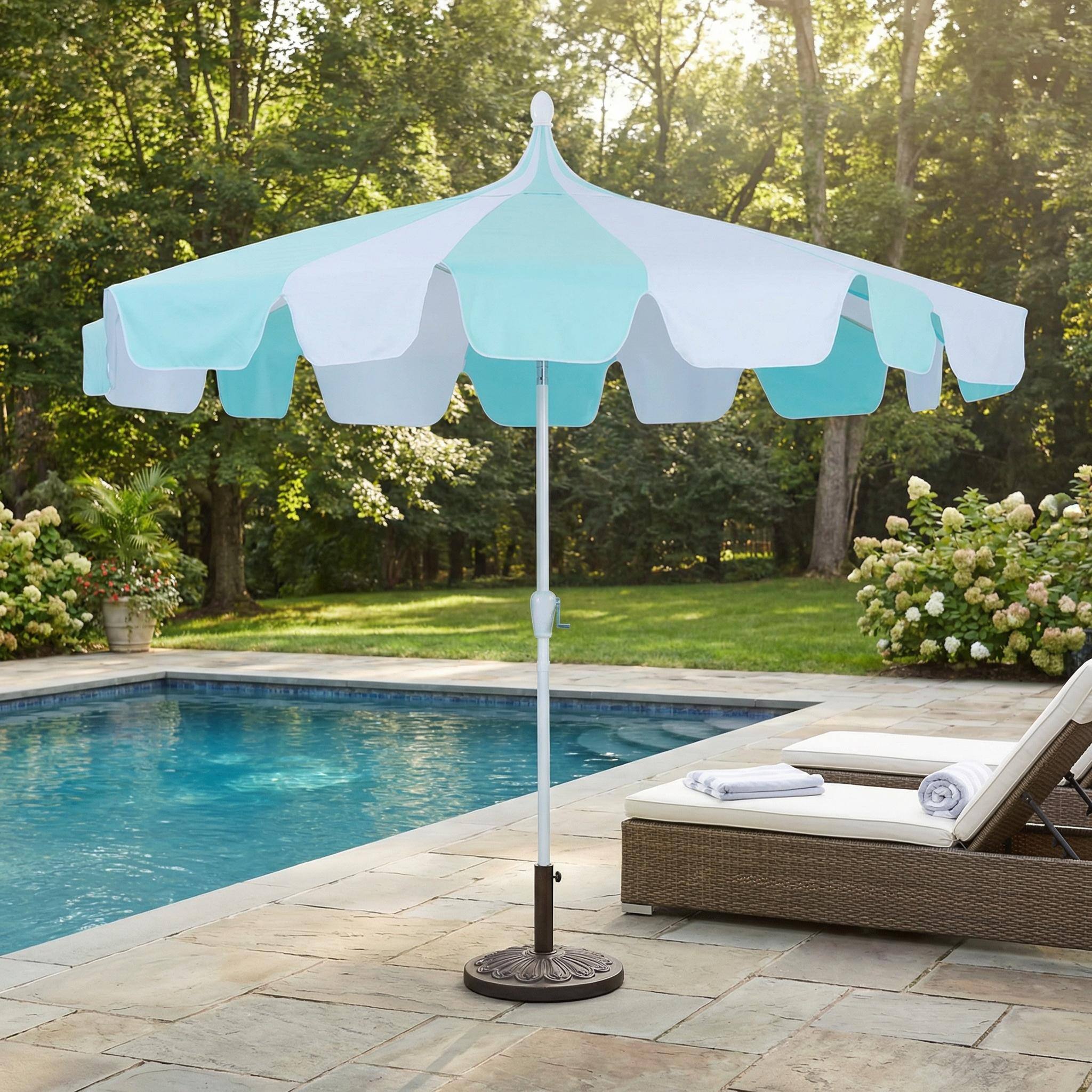 Alt View 10. Mondawe - 10 ft. Pagoda Patio Umbrella with Crank Lift and Tilt Adjustable - Aqua.