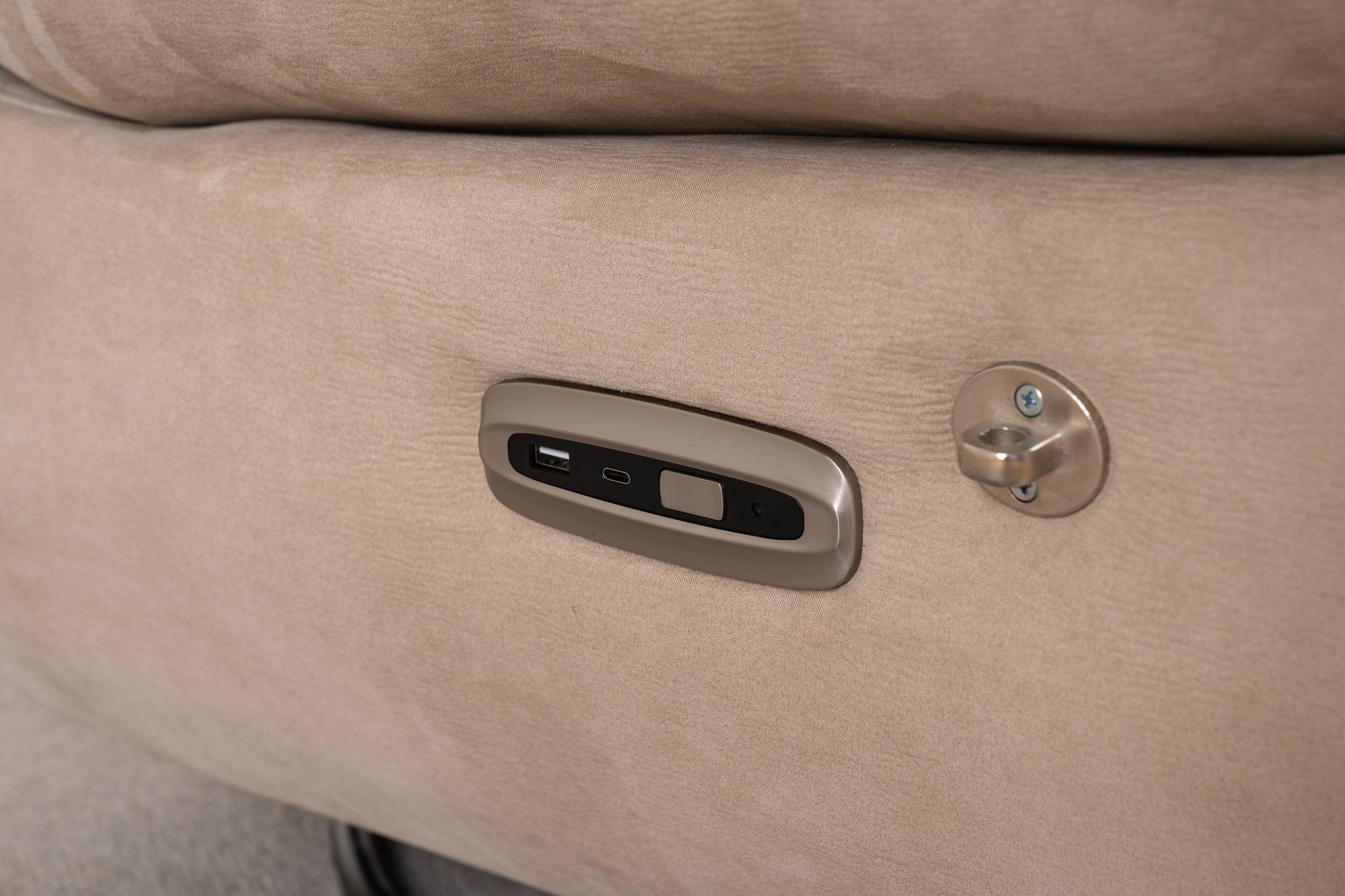 Alt View 2. APRILSOUL - Power Recliner Swivel Glider Usb Charger Bluetooth Music Player Sleep Working Game Leisure Camel Leathaire - Gray.