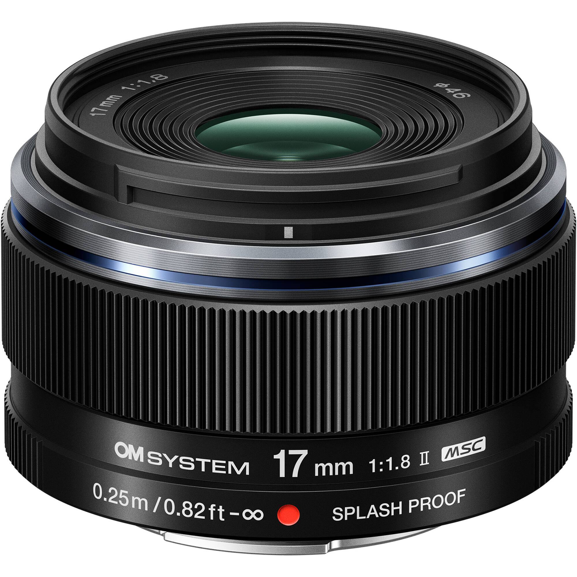 1:1.8 17mm 46 OM SYSTEM 17 mm 1:1.8 0.25m/0.82ft-∞ 0.25m/0.82ft SPLASH PROOF